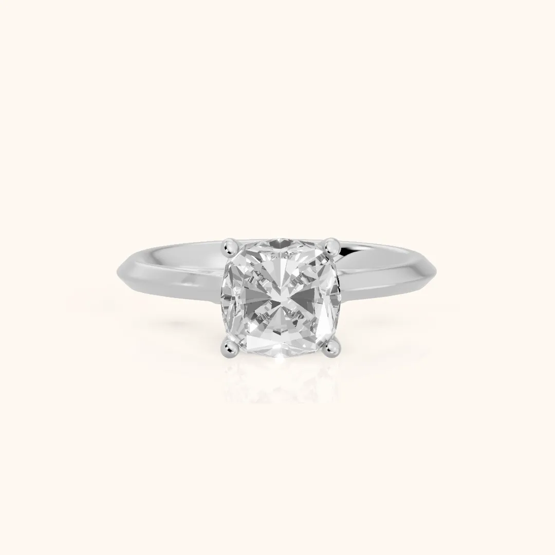Isabel Knife Edge Cushion Diamond Engagement Ring in Silver — view 2