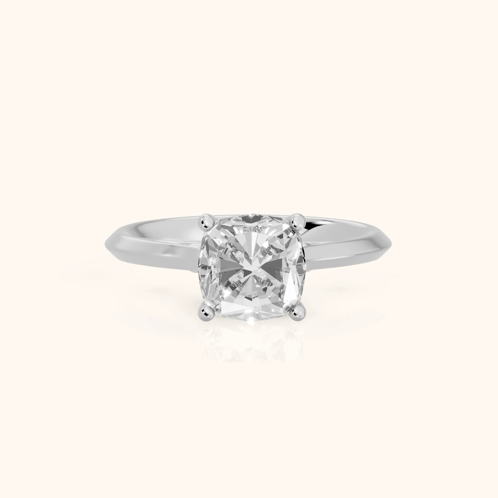 Isabel Knife Edge Cushion Diamond Engagement Ring in Silver — view 1