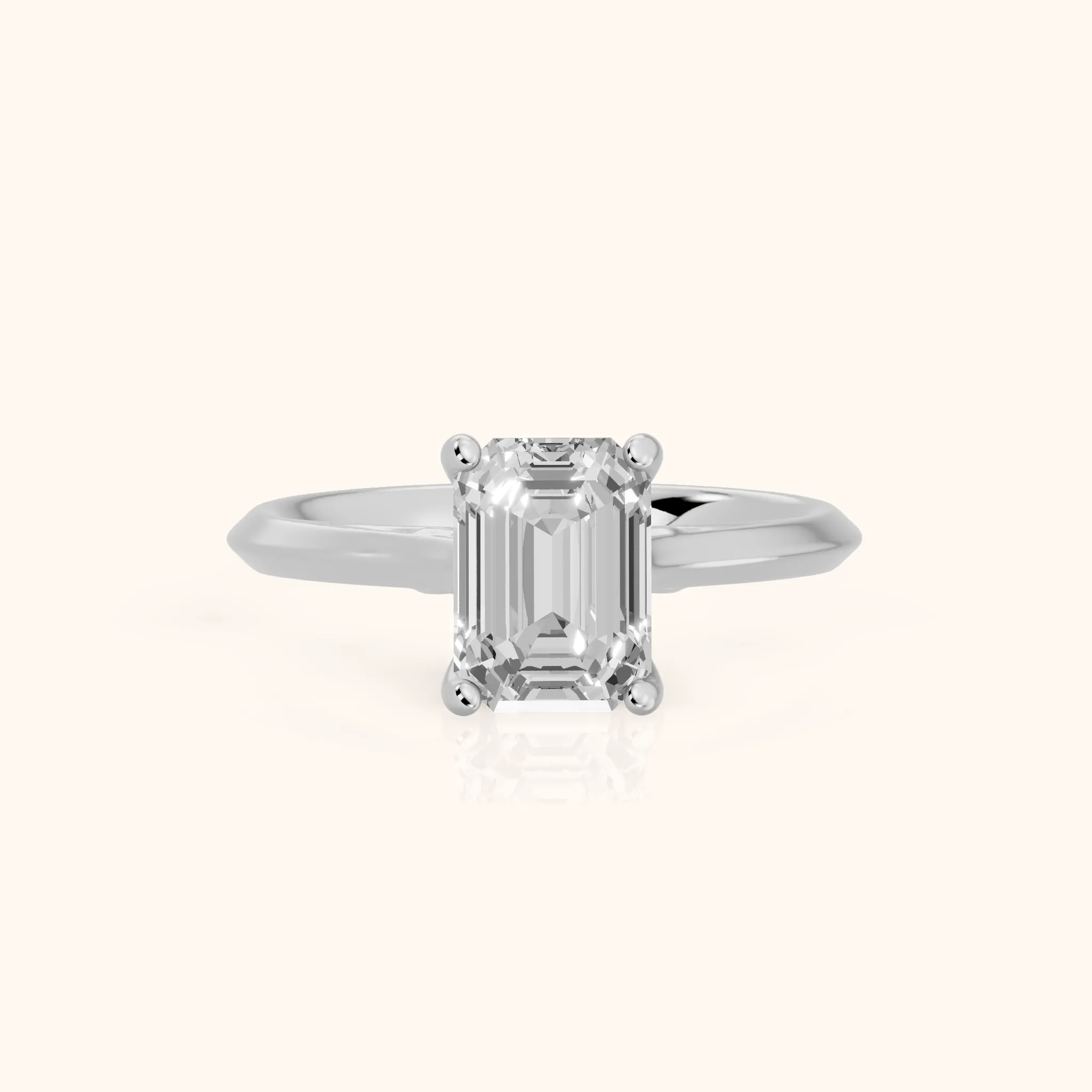 Isabel Knife Edge Emerald Diamond Engagement Ring in Silver — view 1