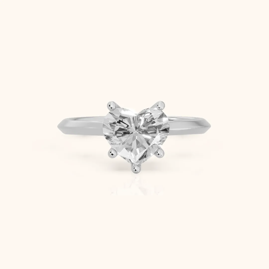 Isabel Knife Edge Heart Diamond Engagement Ring in Platinum — view 2