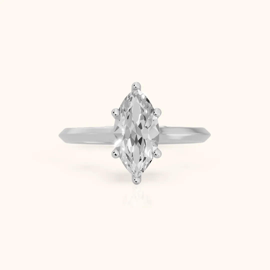 Isabel Knife Edge Marquise Diamond Engagement Ring in Platinum — view 2