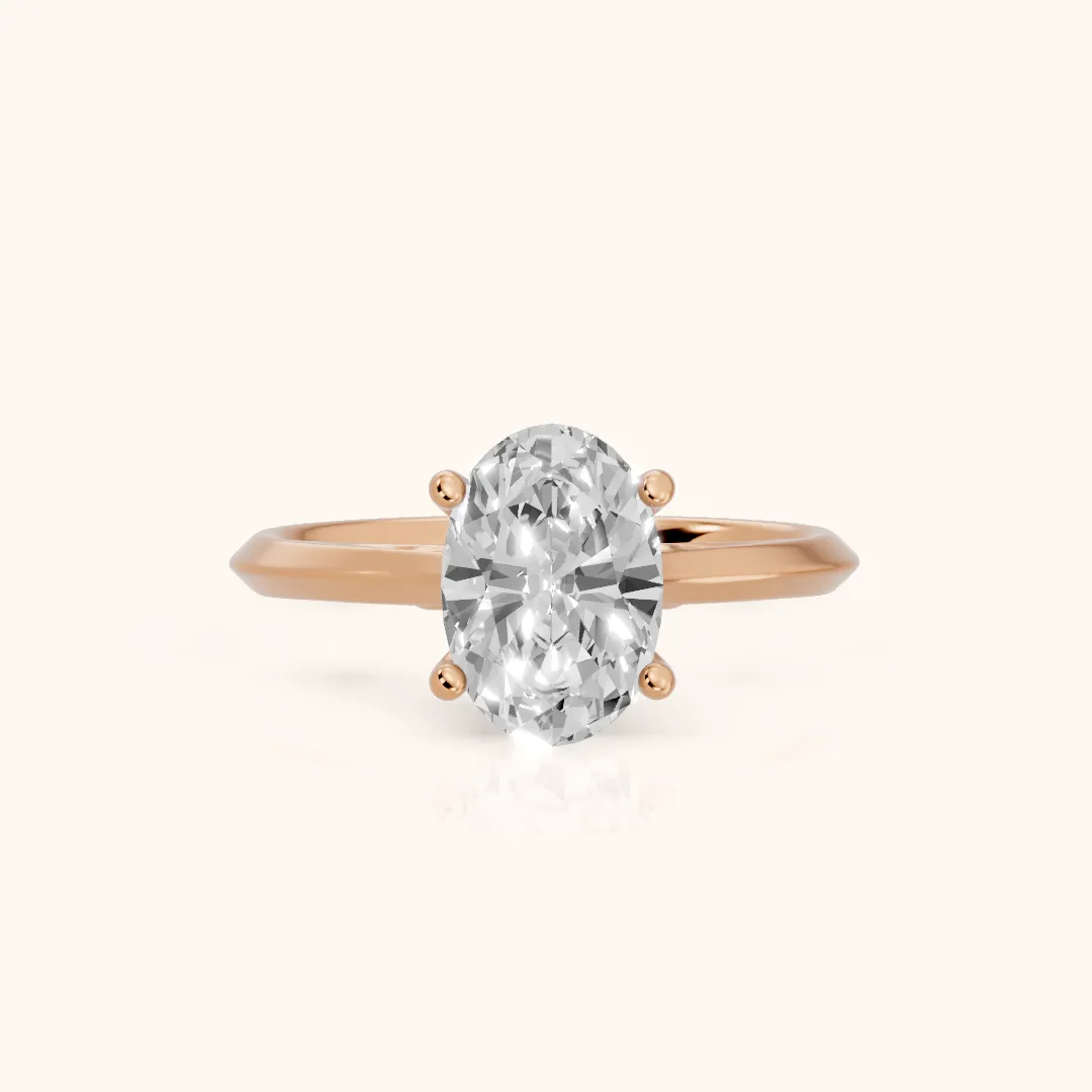 Isabel Knife Edge Oval Diamond Engagement Ring in Rose Gold — view 2