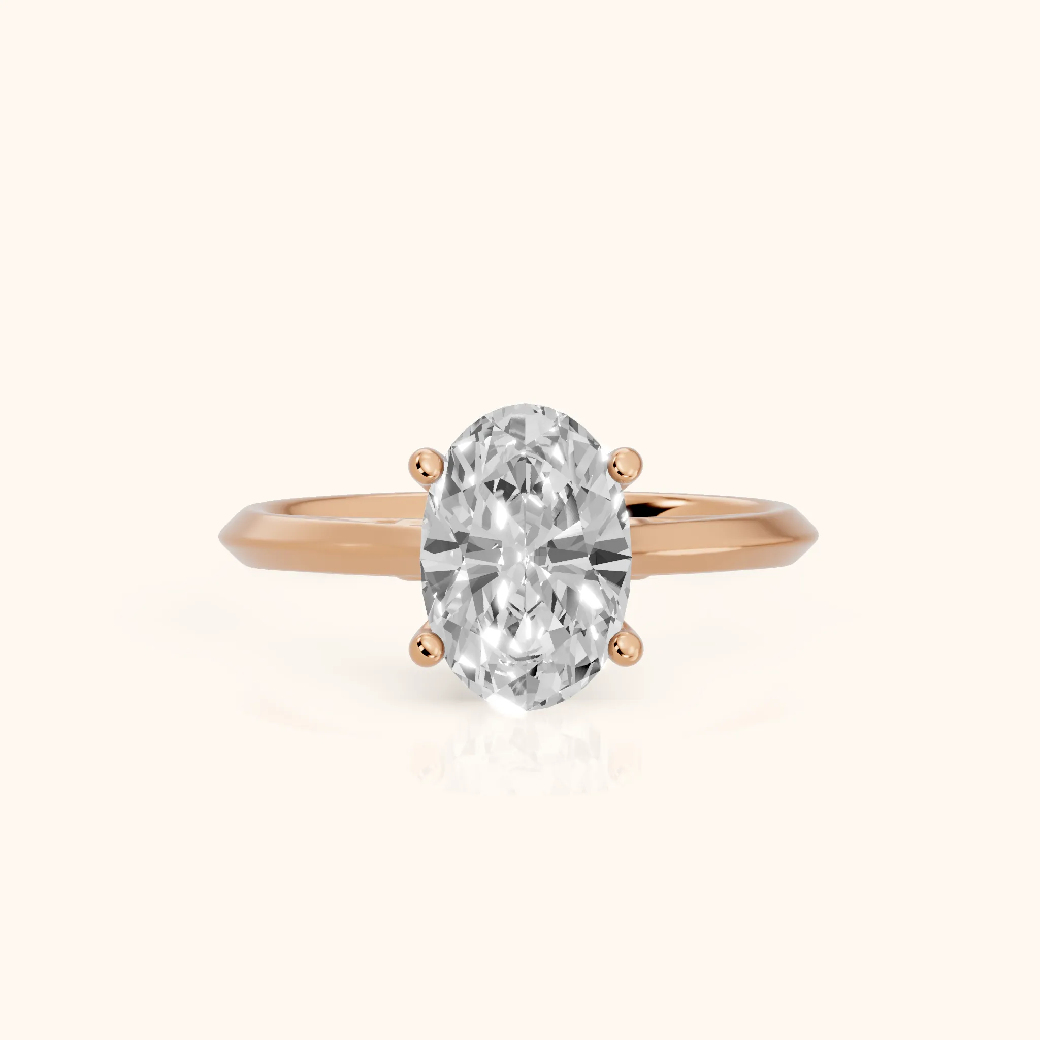 Isabel Knife Edge Oval Diamond Engagement Ring in Rose Gold — view 1