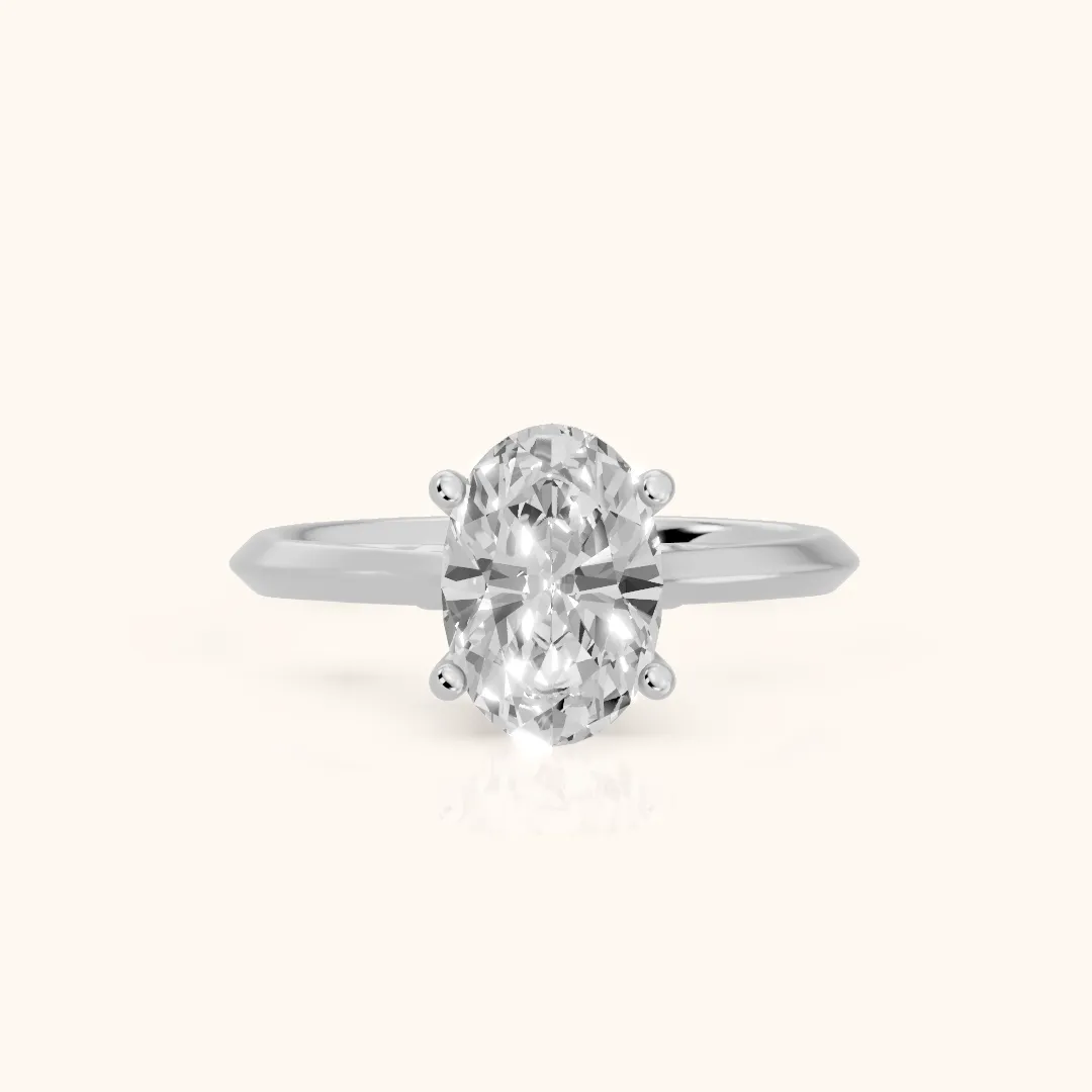 Isabel Knife Edge Oval Diamond Engagement Ring in Silver — view 2