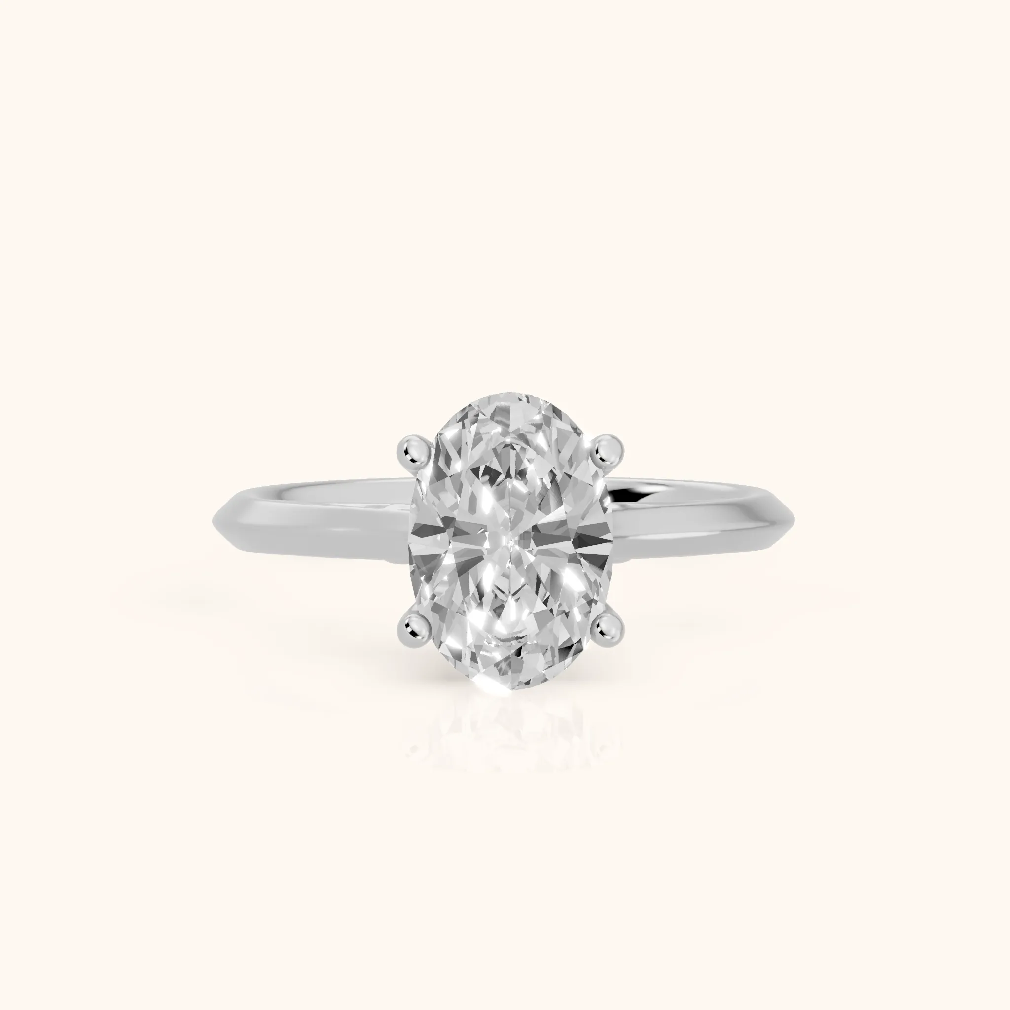 Isabel Knife Edge Oval Diamond Engagement Ring in Silver — view 1