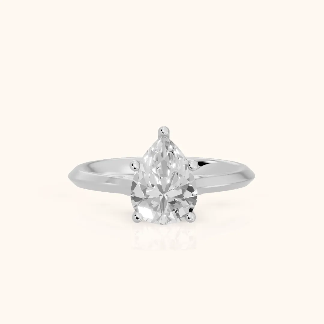 Isabel Knife Edge Pear Diamond Engagement Ring in Silver — view 2