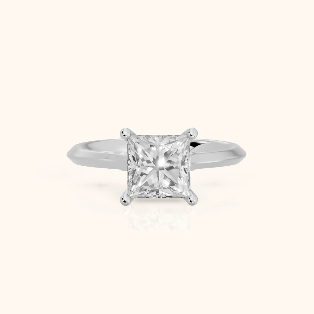 Isabel Knife Edge Princess Diamond Engagement Ring in Silver — view 2
