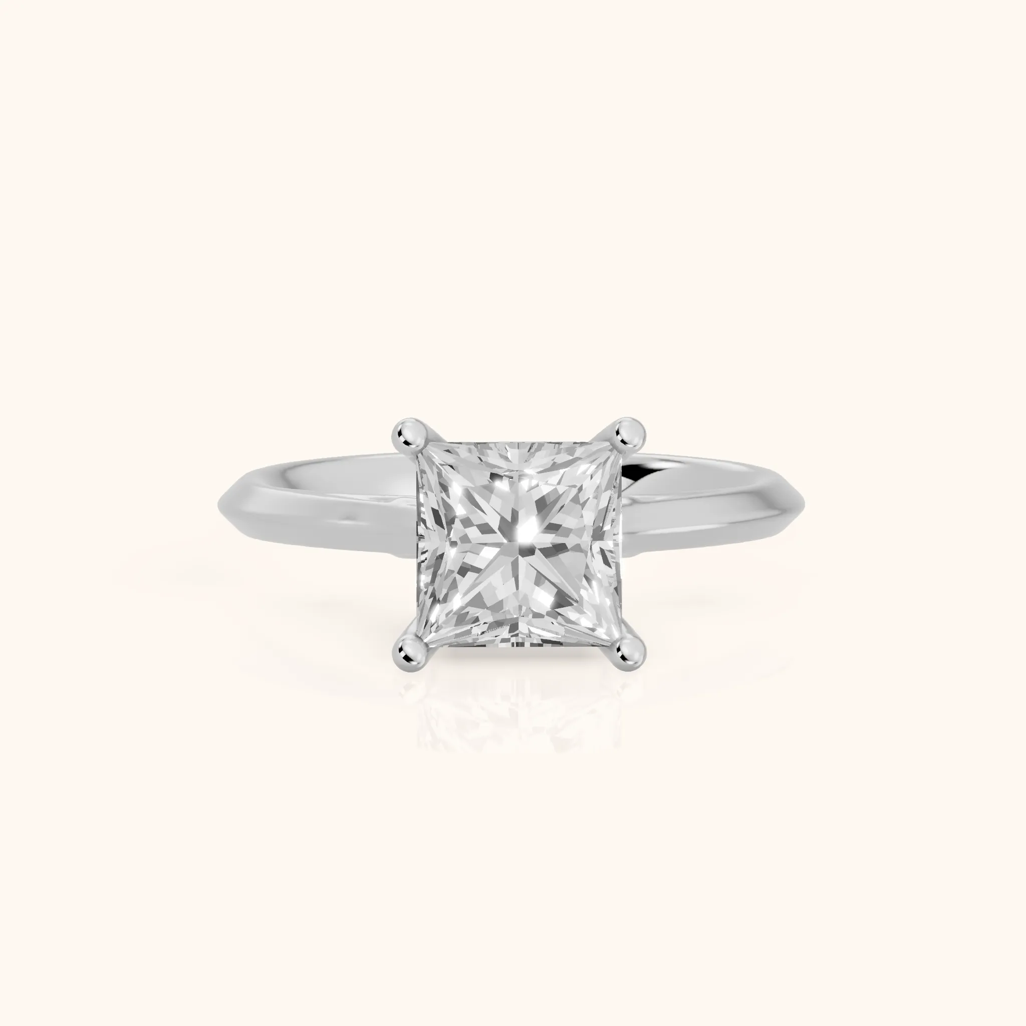 Isabel Knife Edge Princess Diamond Engagement Ring in Silver — view 1