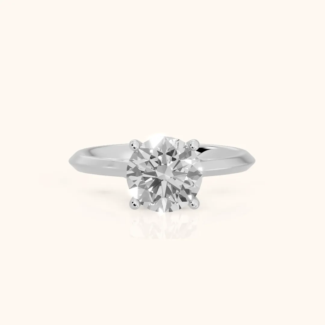 Isabel Knife Edge Round Diamond Engagement Ring in Platinum — view 2