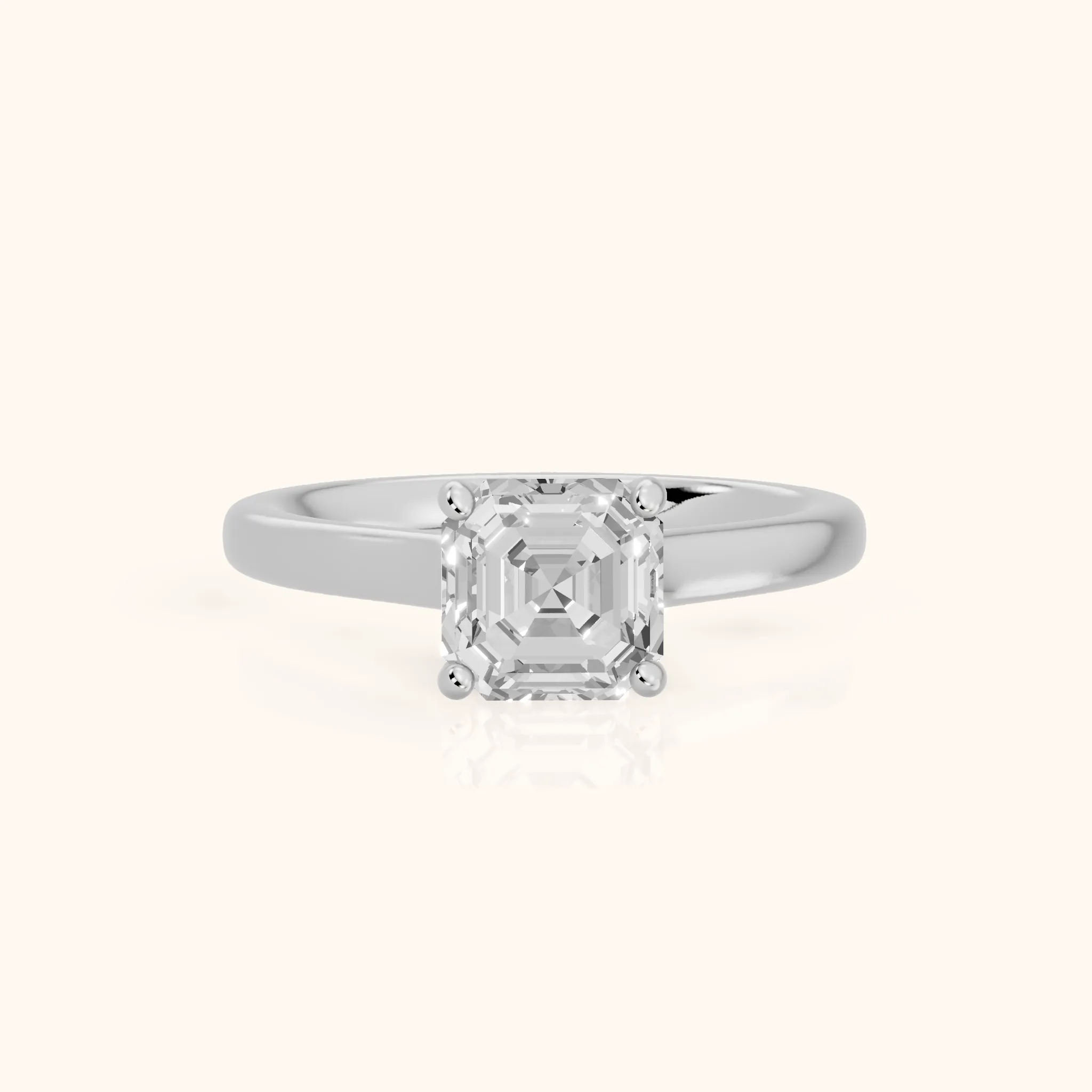 Emeline Solitaire Cathedral Asscher Diamond Engagement Ring in Silver — view 1