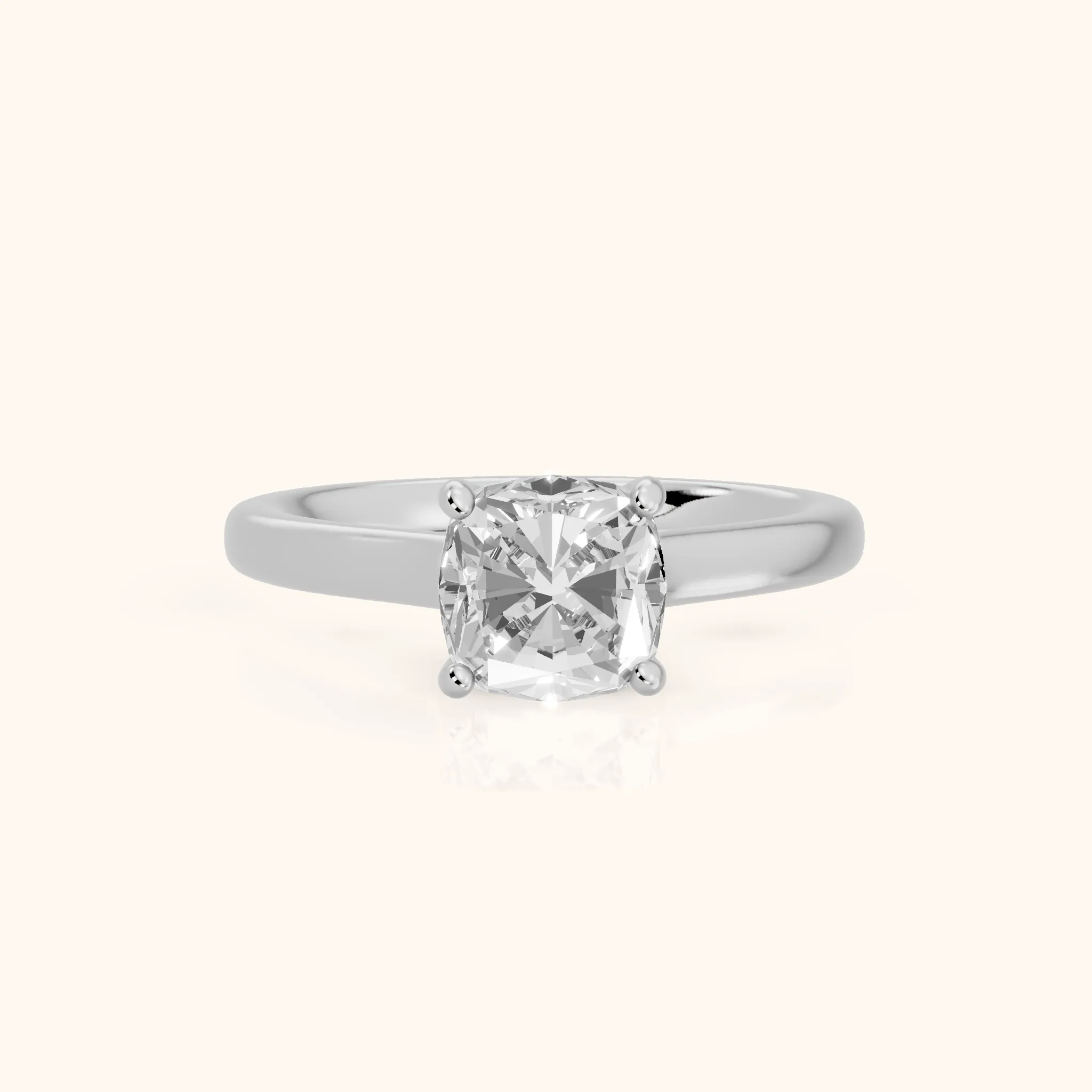 Emeline Solitaire Cathedral Cushion Diamond Engagement Ring in Silver — view 1