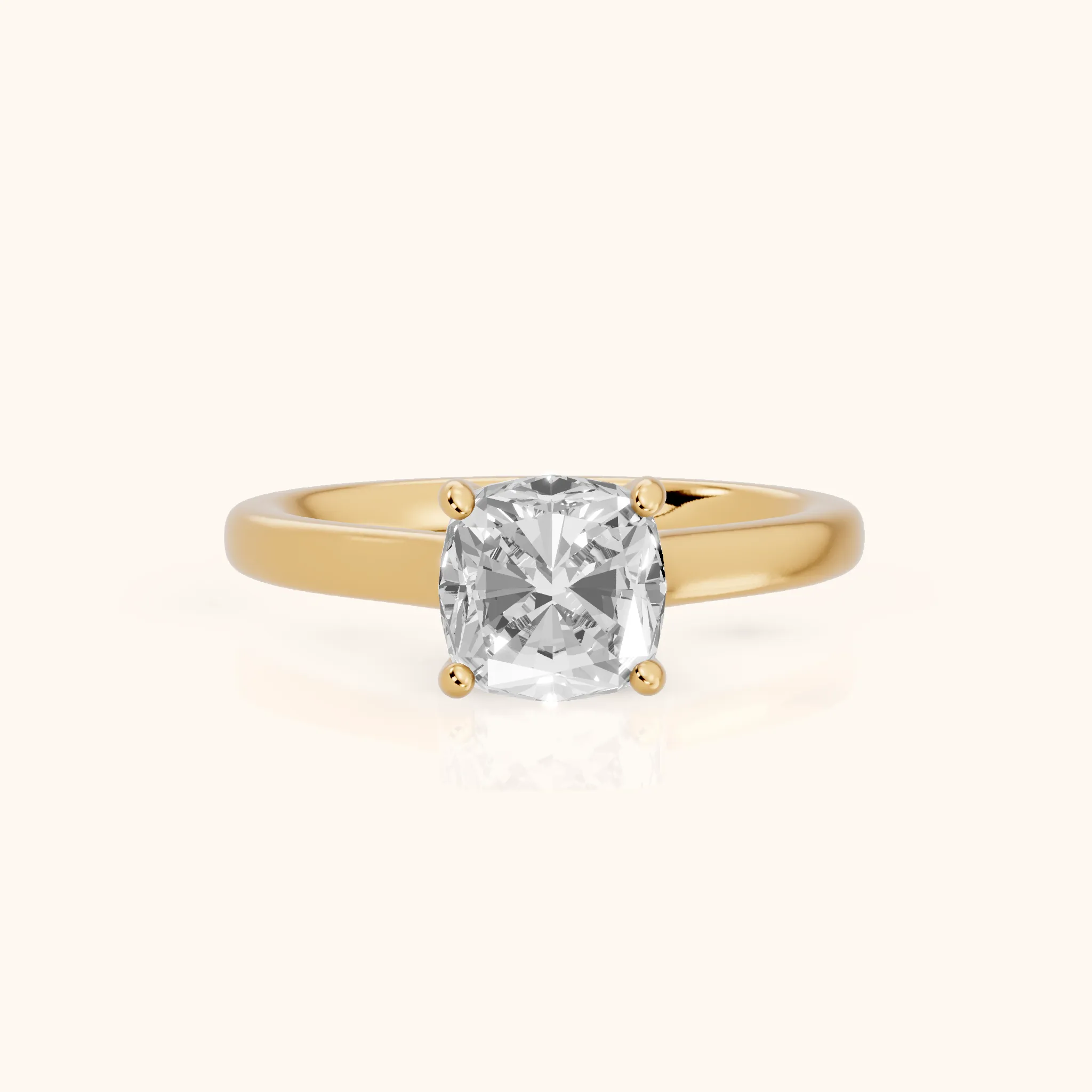 Emeline Solitaire Cathedral Cushion Diamond Engagement Ring in Yellow Gold — view 1