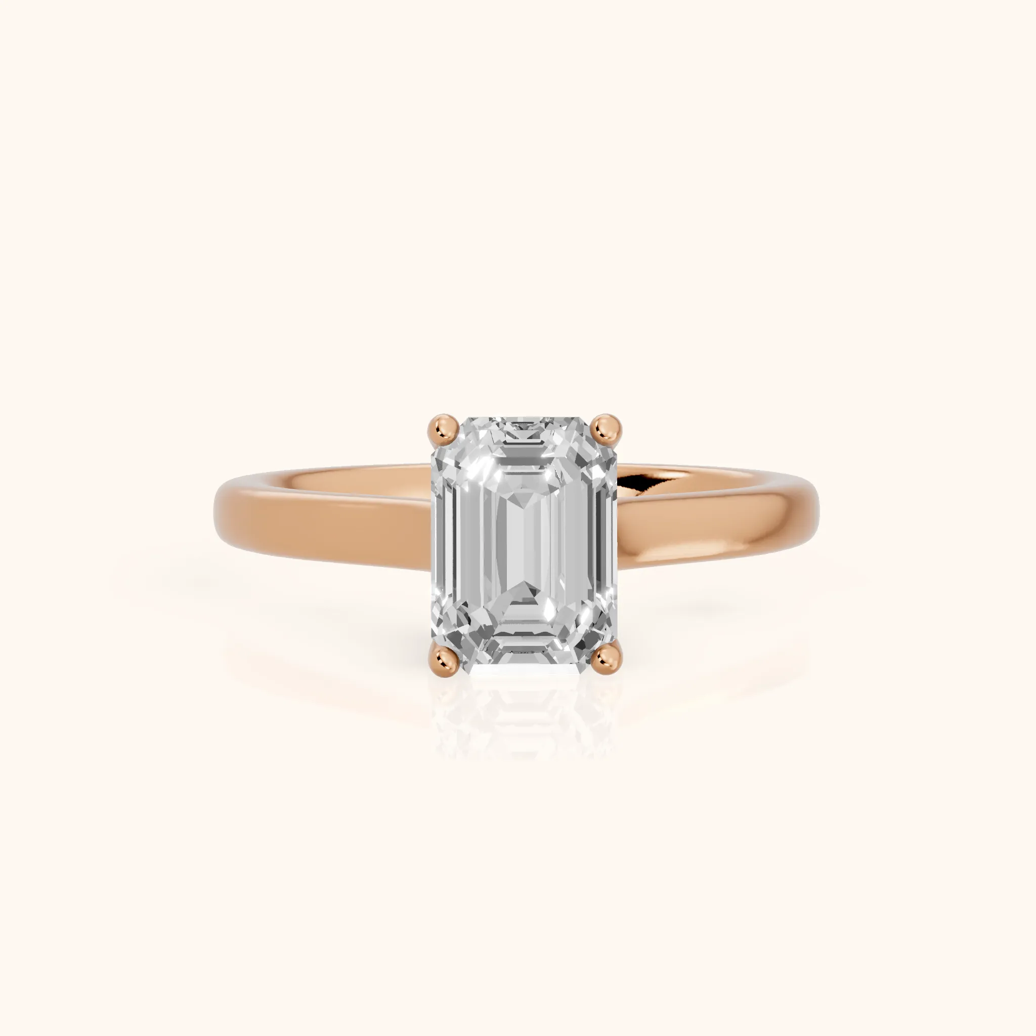 Emeline Solitaire Cathedral Emerald Diamond Engagement Ring in Rose Gold — view 1