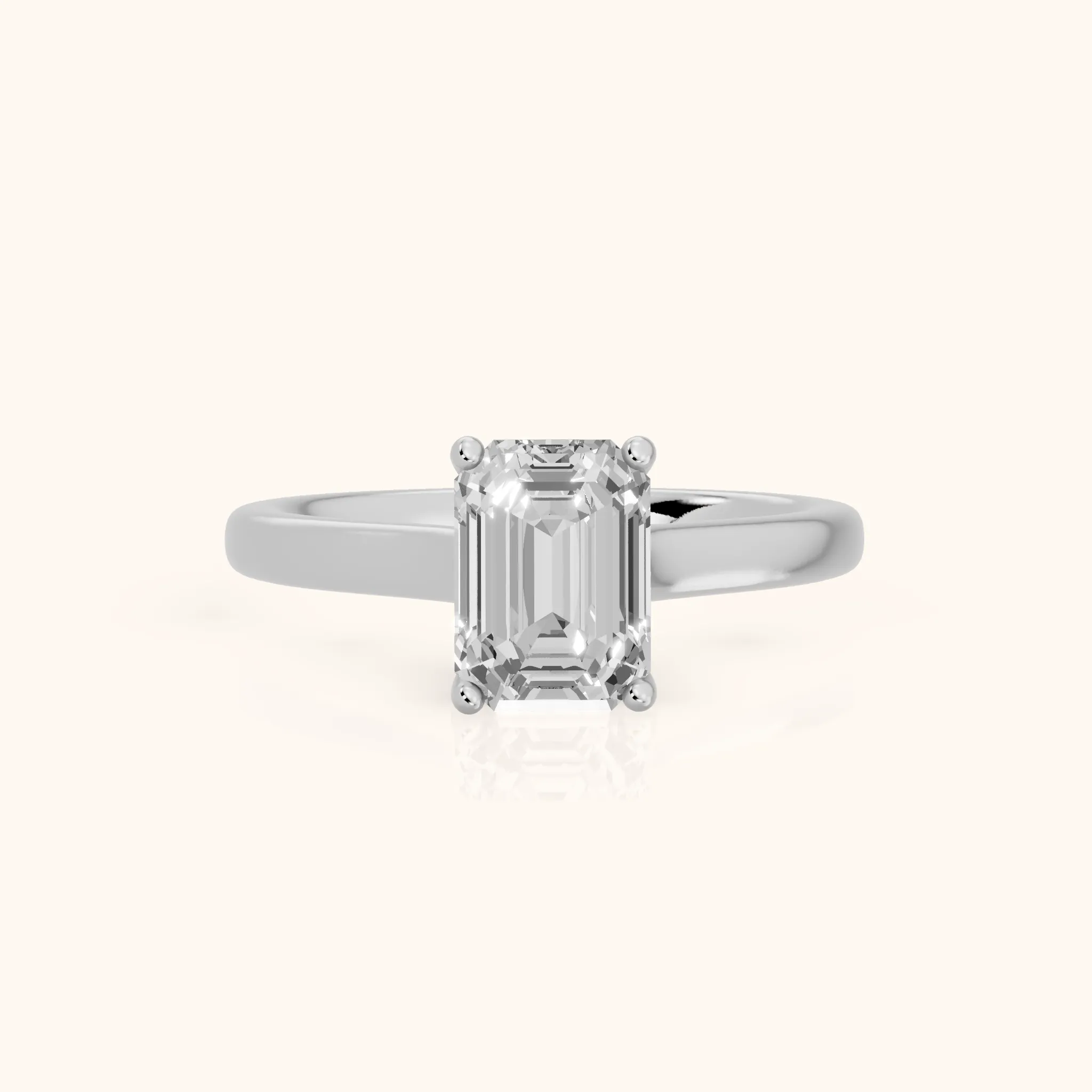 Emeline Solitaire Cathedral Emerald Diamond Engagement Ring in Platinum — view 1