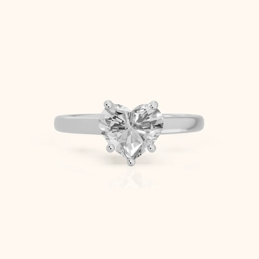 Emeline Solitaire Cathedral Heart Diamond Engagement Ring in White Gold — view 2