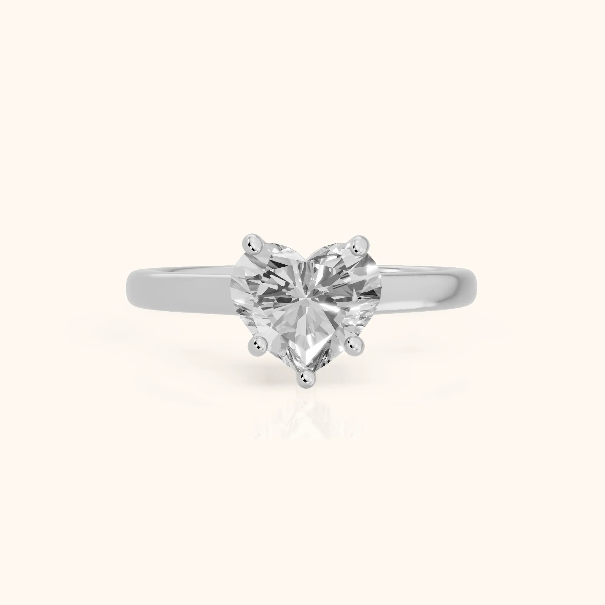 Emeline Solitaire Cathedral Heart Diamond Engagement Ring in White Gold — view 1