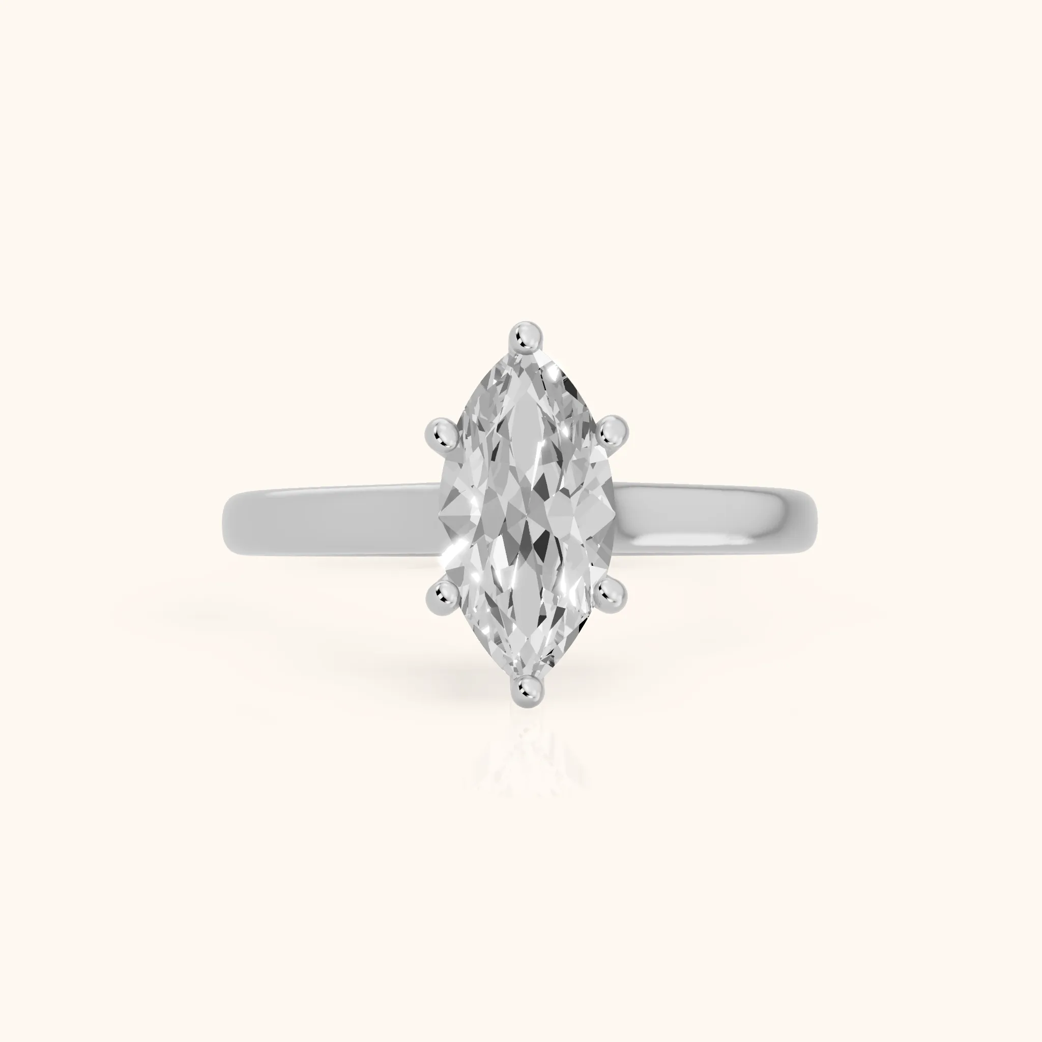 Emeline Solitaire Cathedral Marquise Diamond Engagement Ring in White Gold — view 1