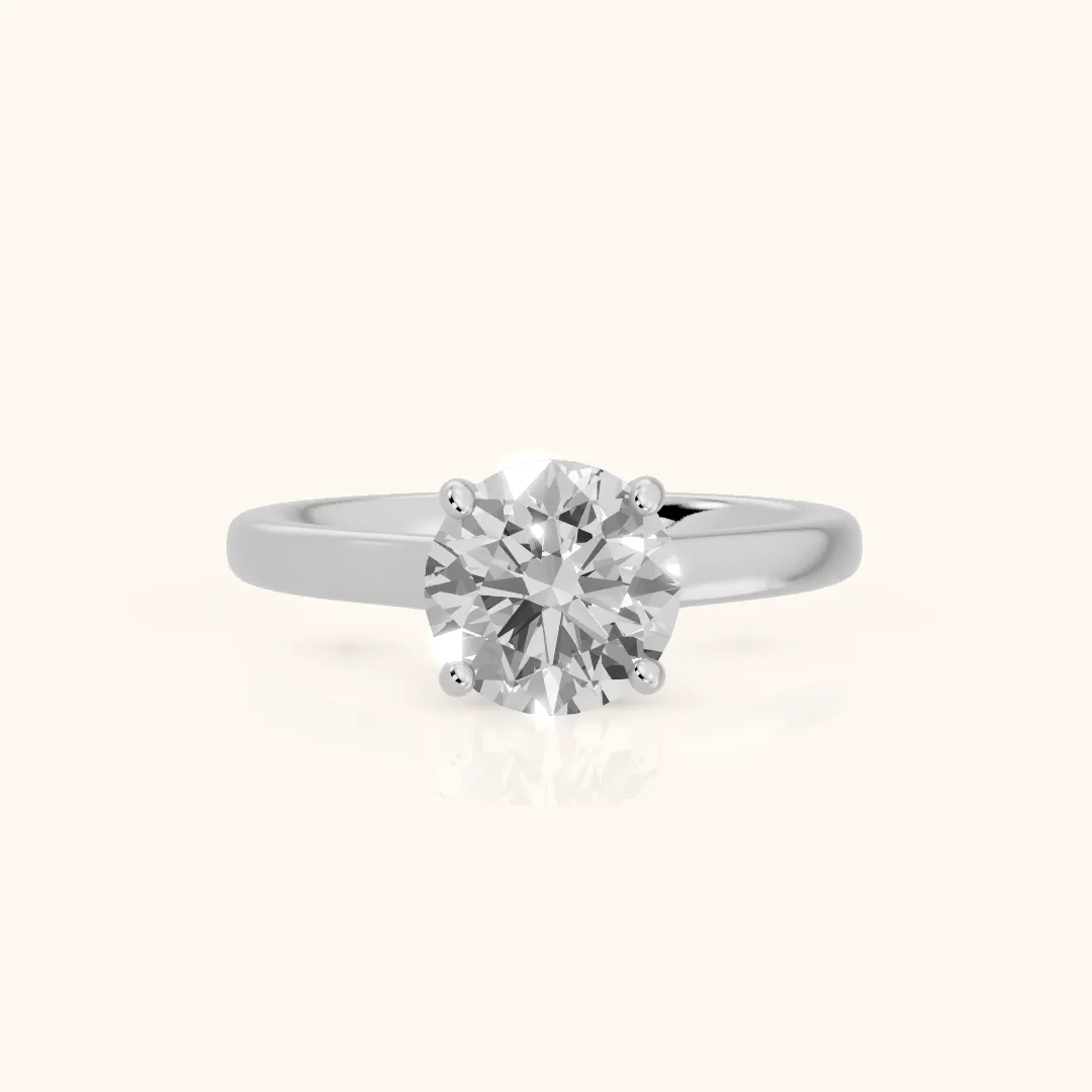 Emeline Solitaire Cathedral Round Diamond Engagement Ring in Platinum — view 2