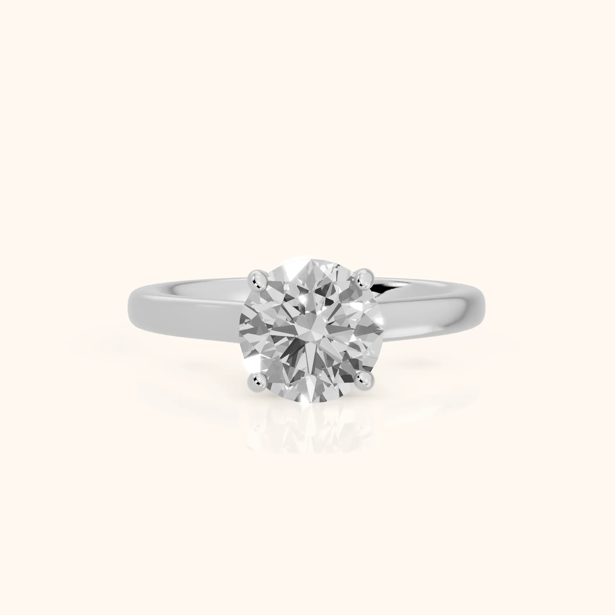 Emeline Solitaire Cathedral Round Diamond Engagement Ring in Platinum — view 1