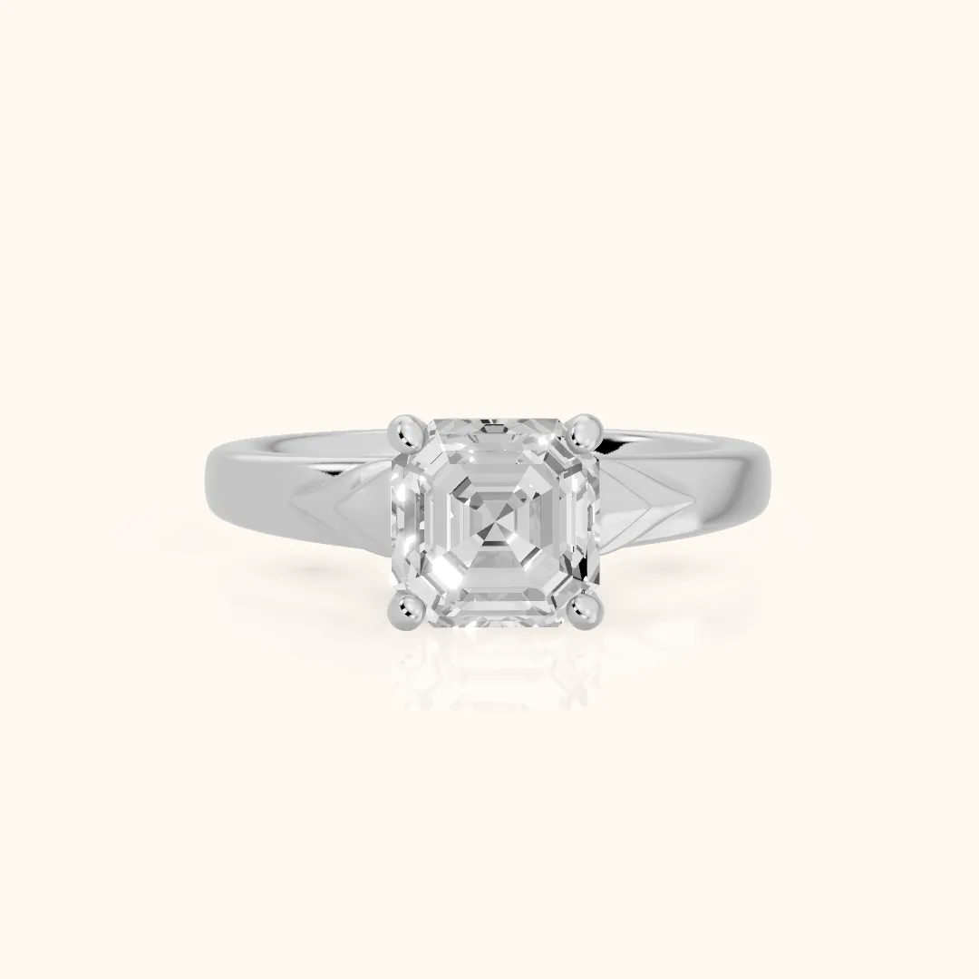Jana Engraved Asscher Diamond Engagement Ring in Silver — view 2