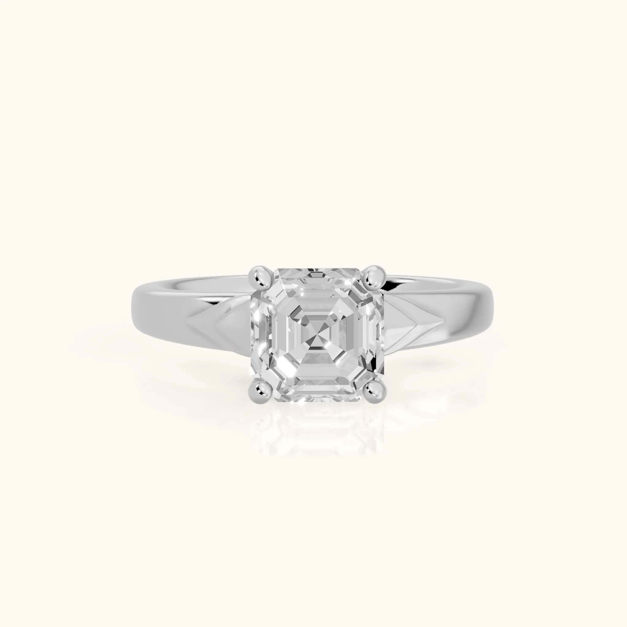 Jana Engraved Asscher Diamond Engagement Ring in Silver — view 1