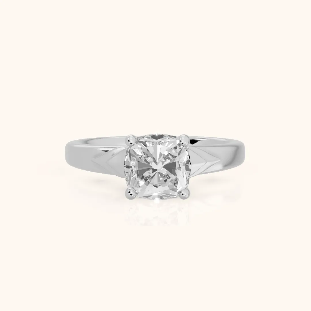 Jana Engraved Cushion Diamond Engagement Ring in Platinum — view 2