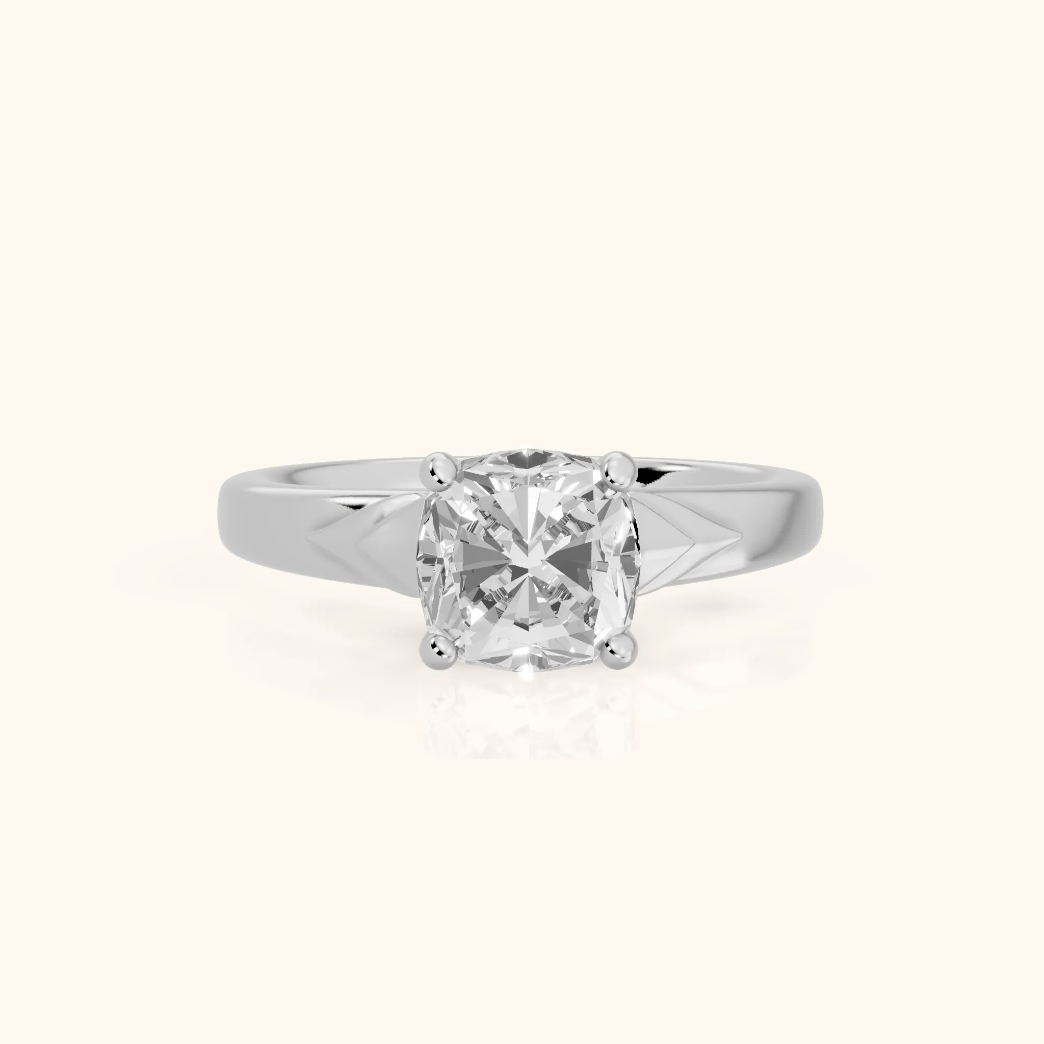 Jana Engraved Cushion Diamond Engagement Ring in Platinum — view 1