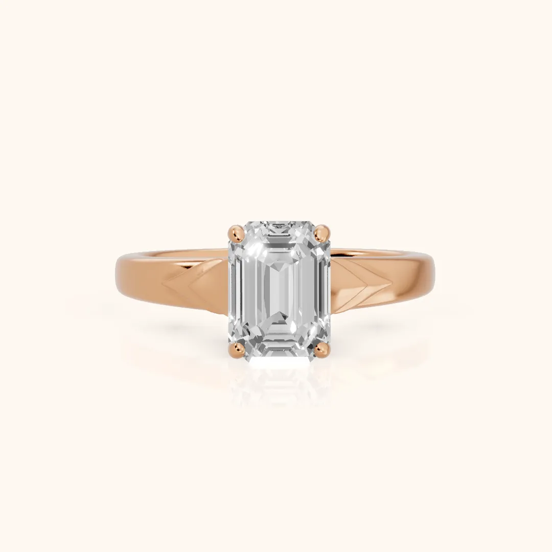 Jana Engraved Emerald Diamond Engagement Ring in Rose Gold — view 2