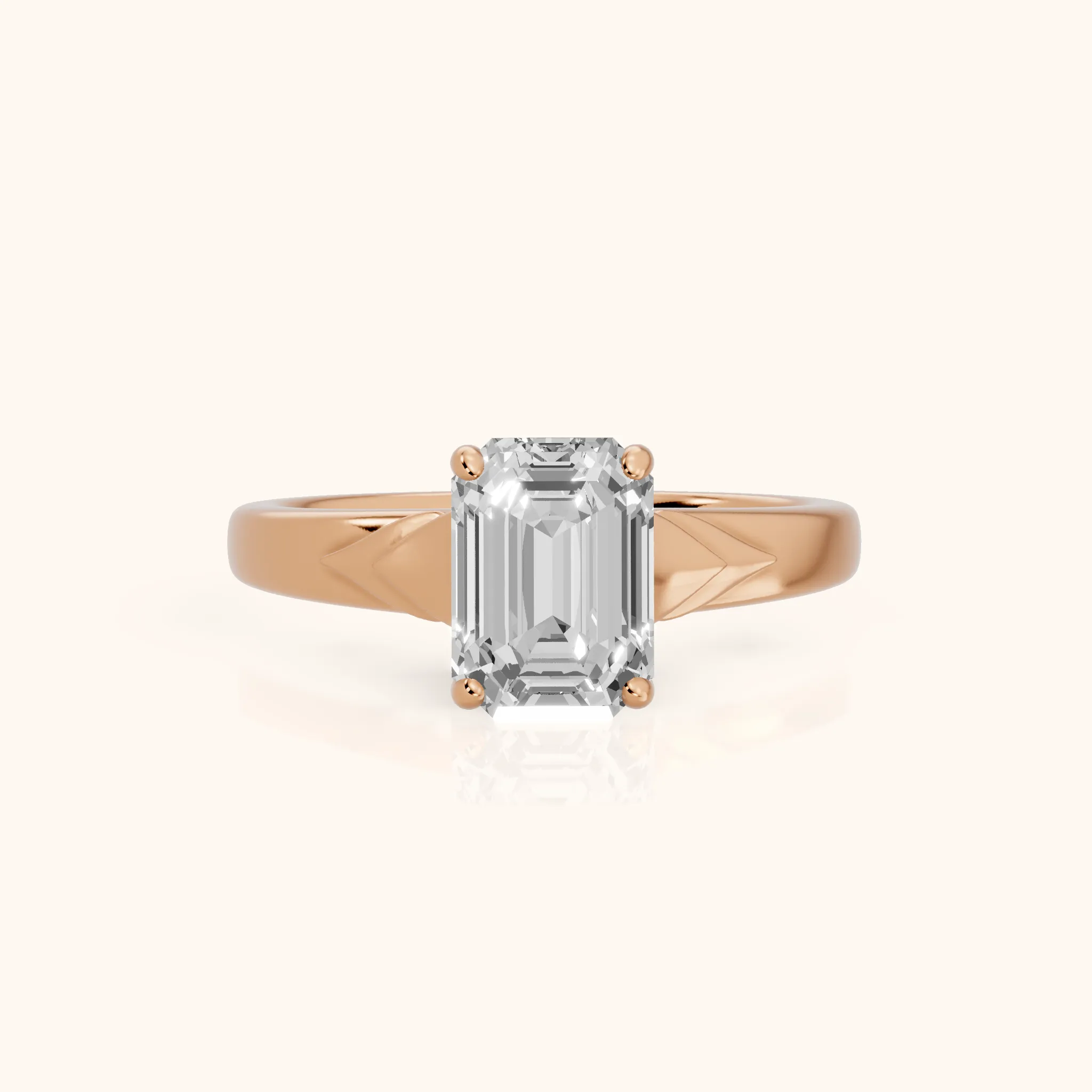 Jana Engraved Emerald Diamond Engagement Ring in Rose Gold — view 1