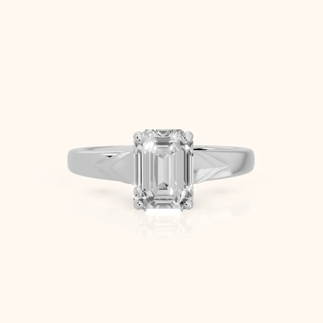 Jana Engraved Emerald Diamond Engagement Ring in Silver — view 2