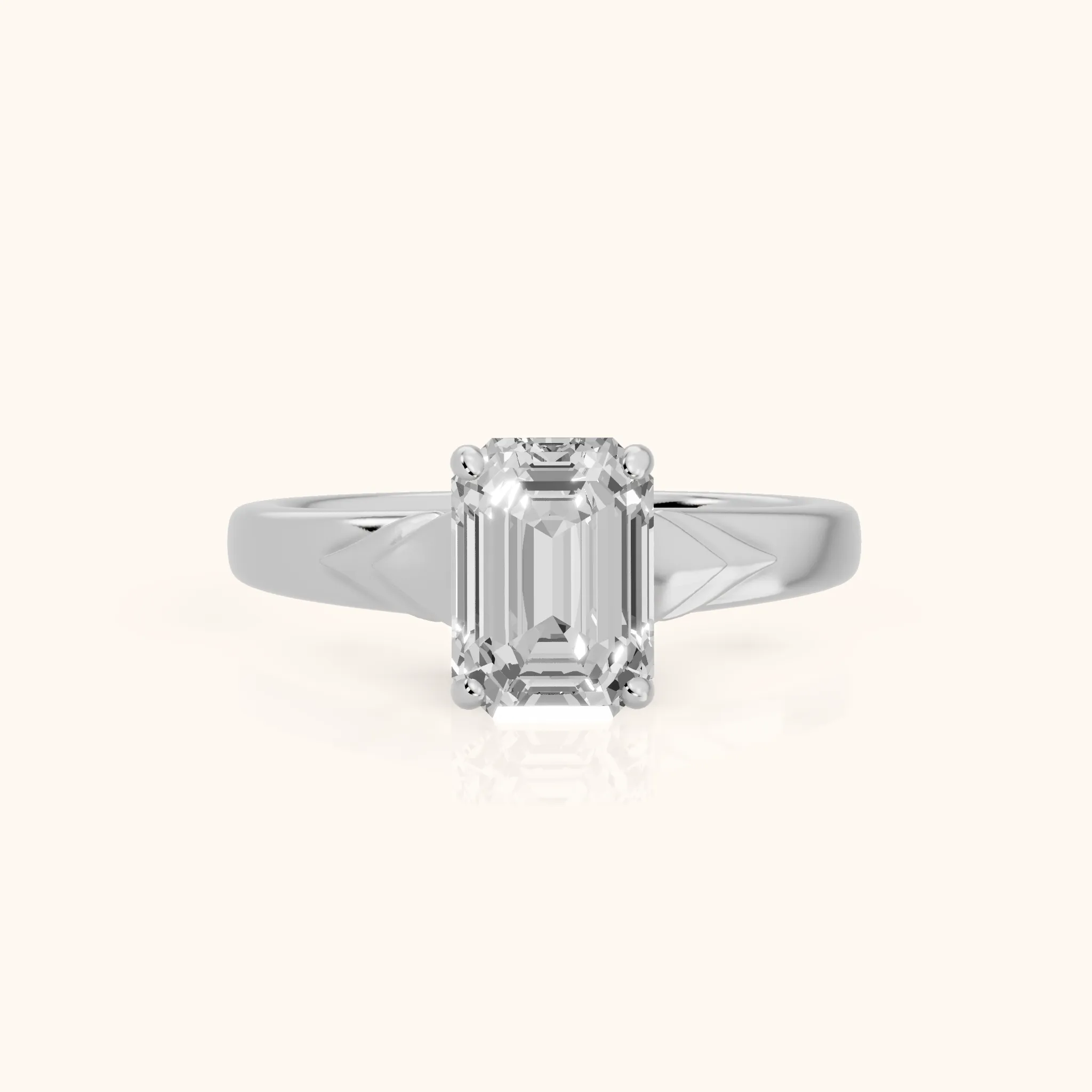 Jana Engraved Emerald Diamond Engagement Ring in Silver — view 1