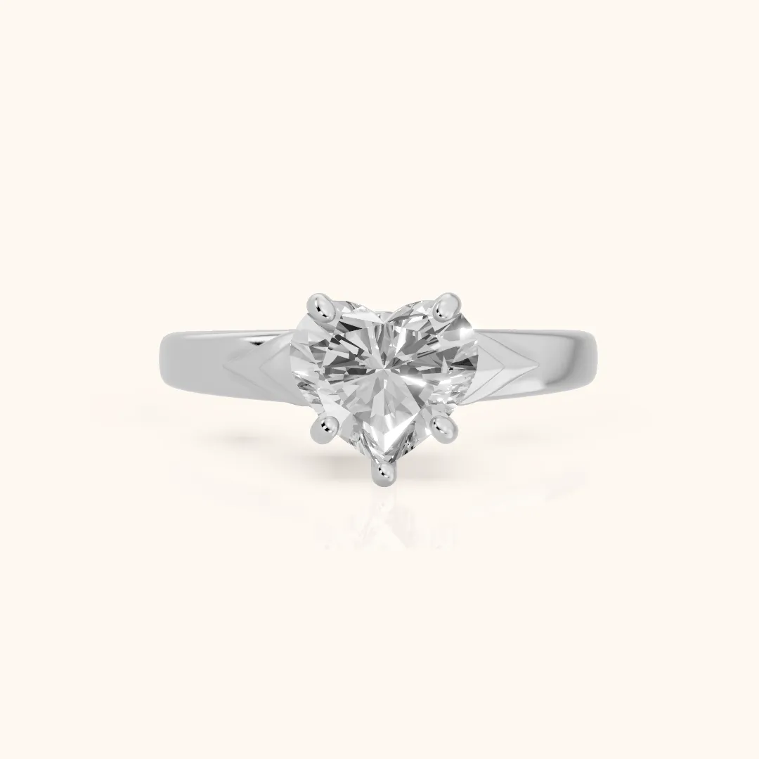 Jana Engraved Heart Diamond Engagement Ring in Platinum — view 2