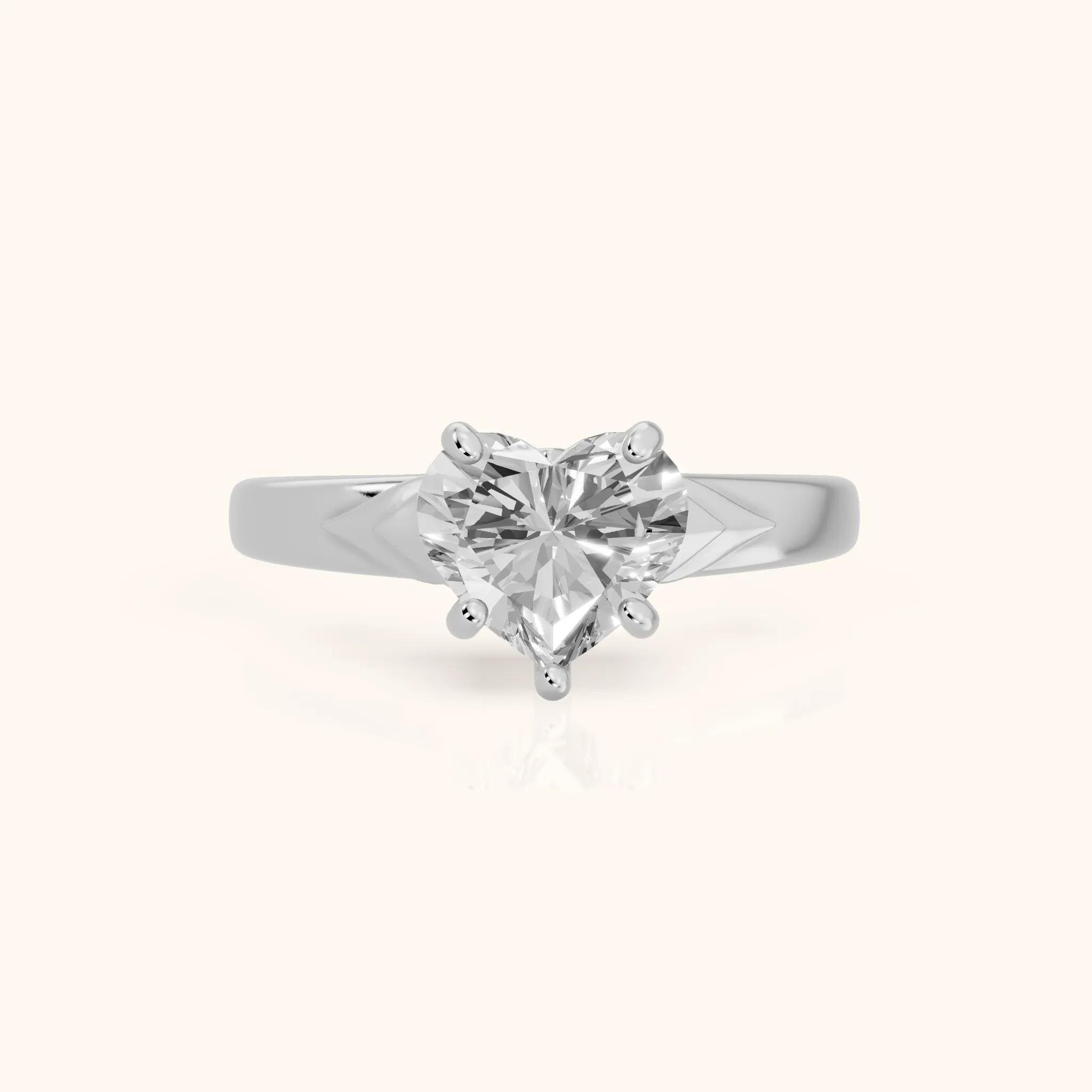 Jana Engraved Heart Diamond Engagement Ring in Platinum — view 1