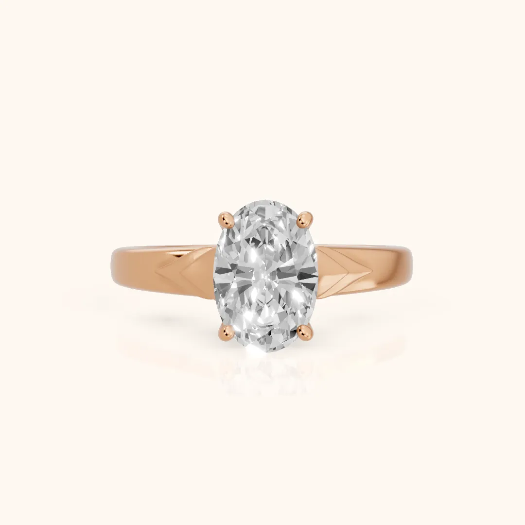 Jana Engraved Oval Diamond Engagement Ring in Rose Gold — view 2