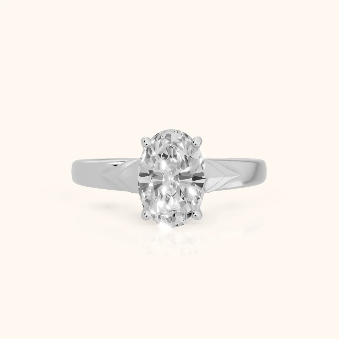 Jana Engraved Oval Diamond Engagement Ring in White Gold — view 2