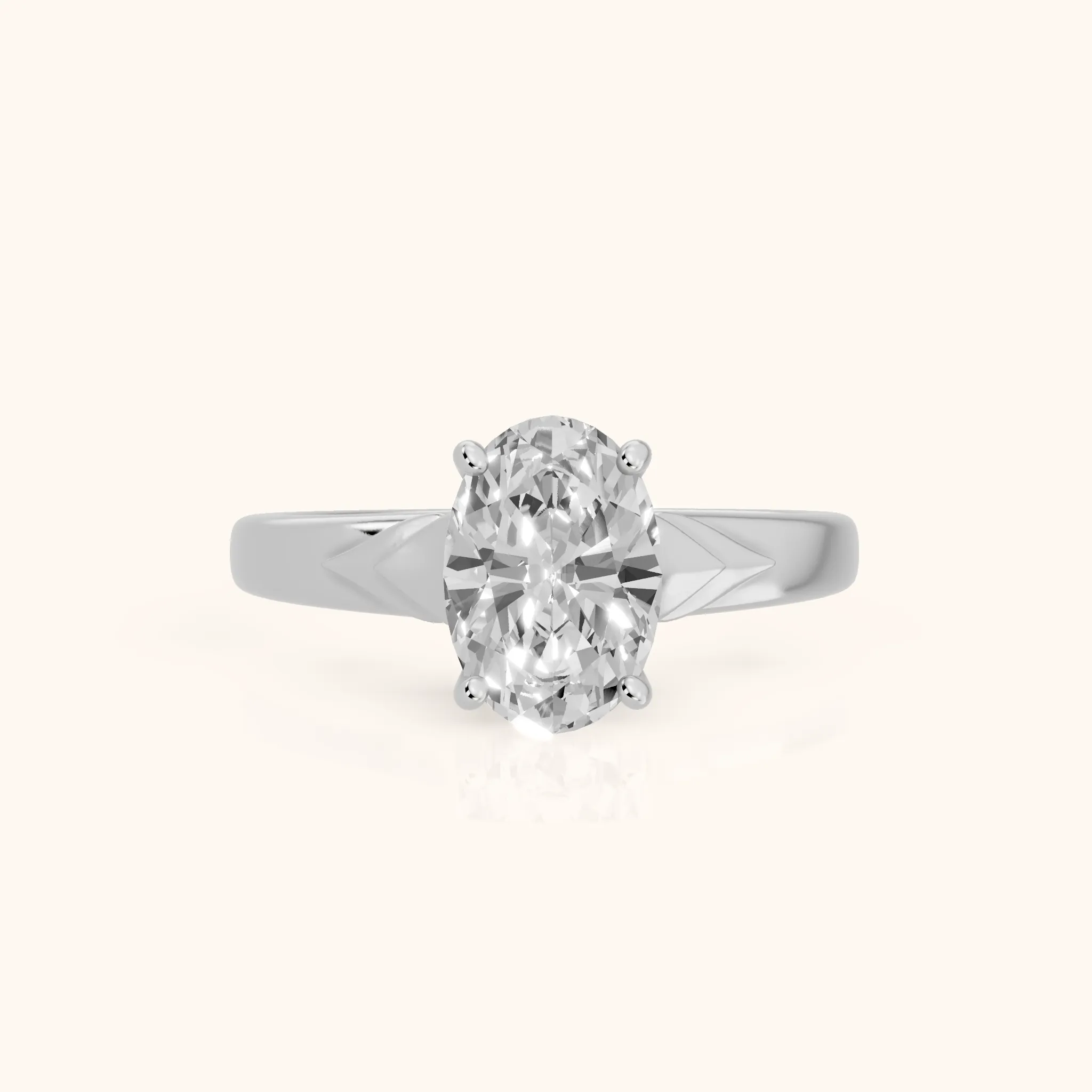 Jana Engraved Oval Diamond Engagement Ring in White Gold — view 1