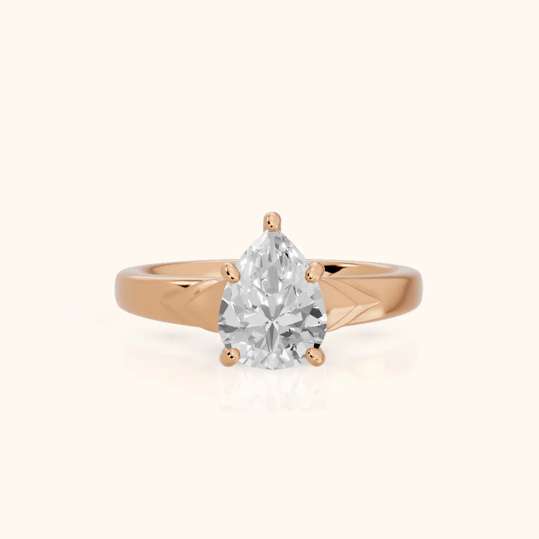 Jana Engraved Pear Diamond Engagement Ring in Rose Gold — view 2