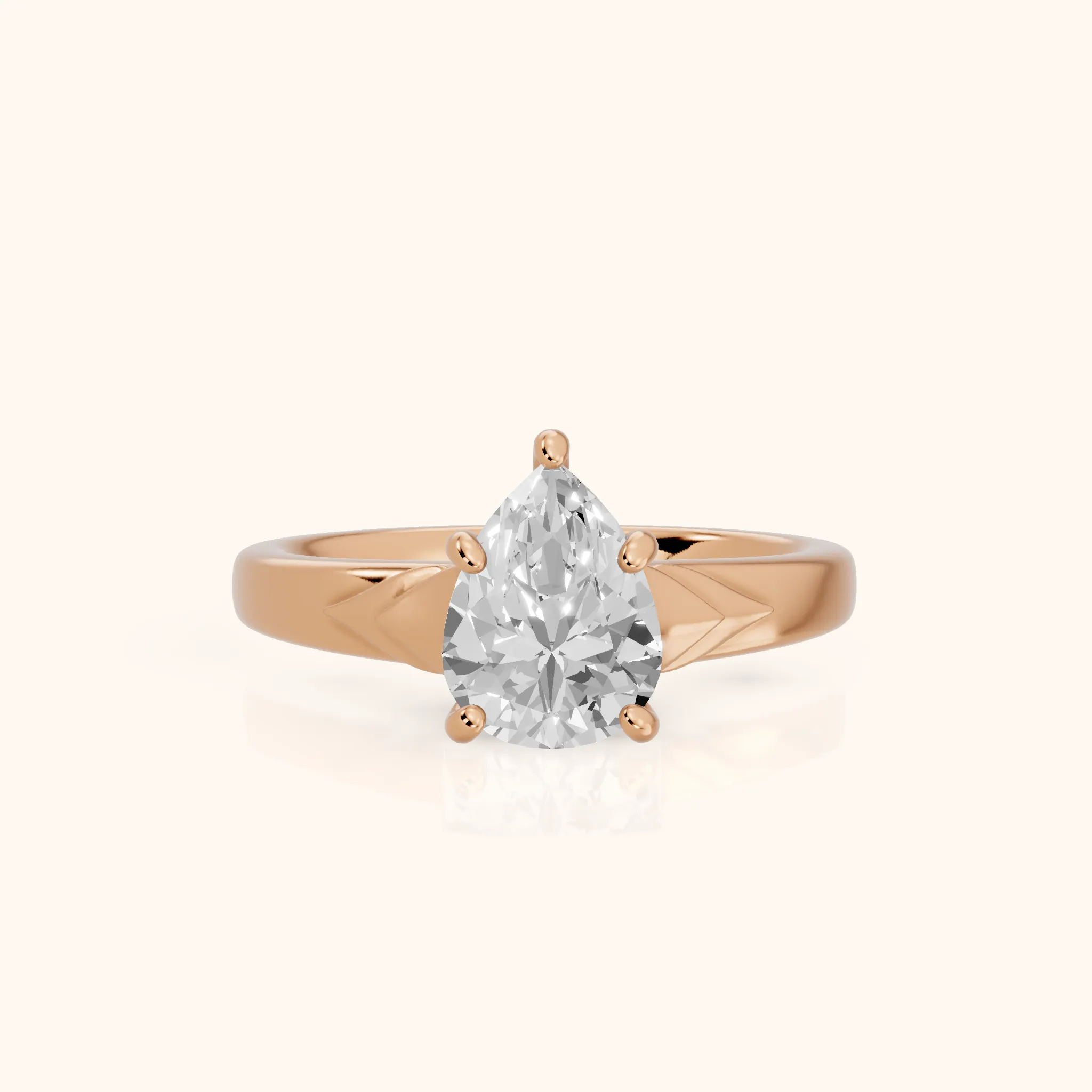 Jana Engraved Pear Diamond Engagement Ring in Rose Gold — view 1