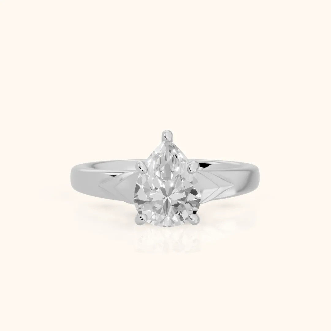 Jana Engraved Pear Diamond Engagement Ring in White Gold — view 2