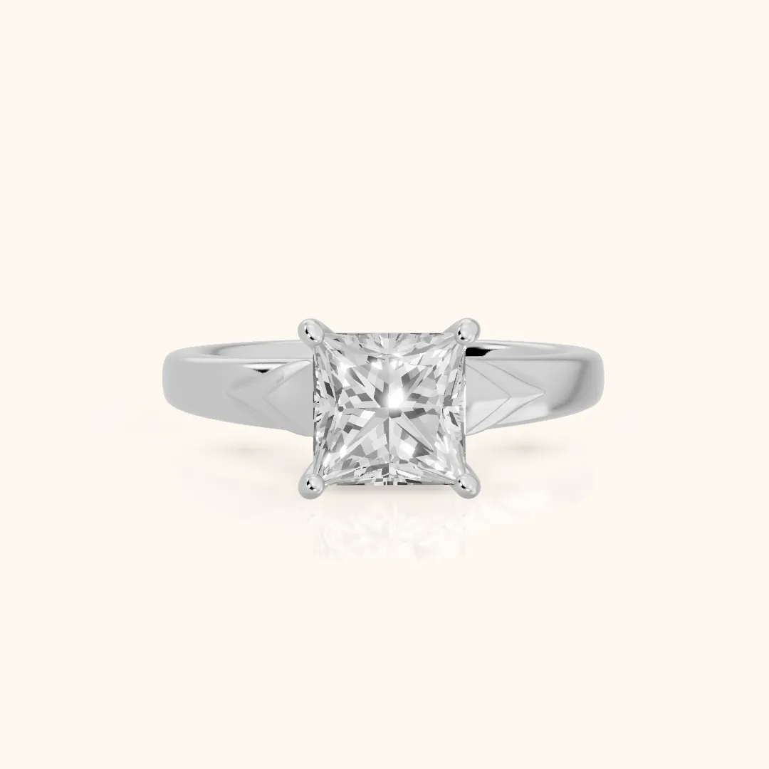 Jana Engraved Princess Diamond Engagement Ring in Platinum — view 2