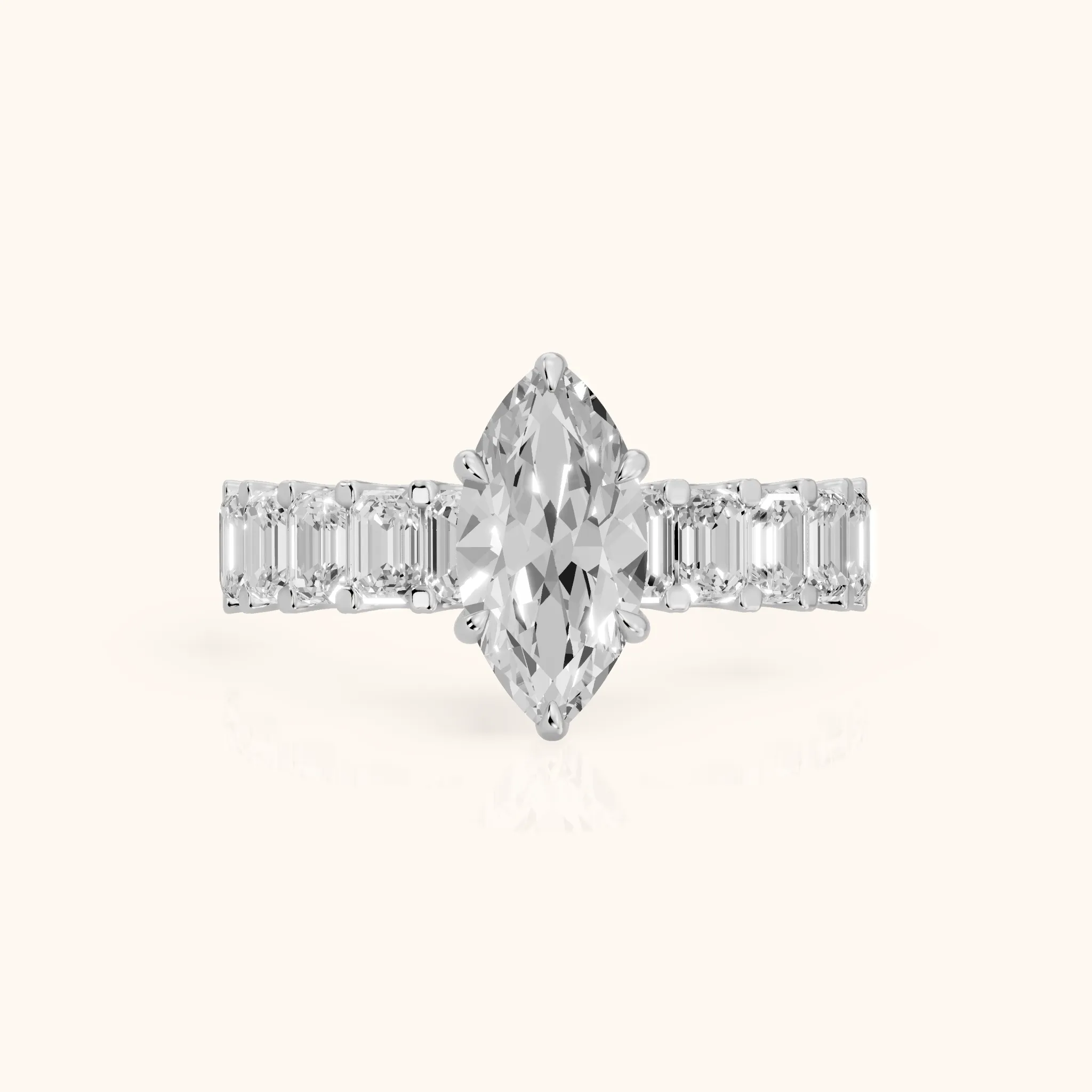 Johanna Baguette Pavé Marquise Diamond Engagement Ring in Platinum — view 1
