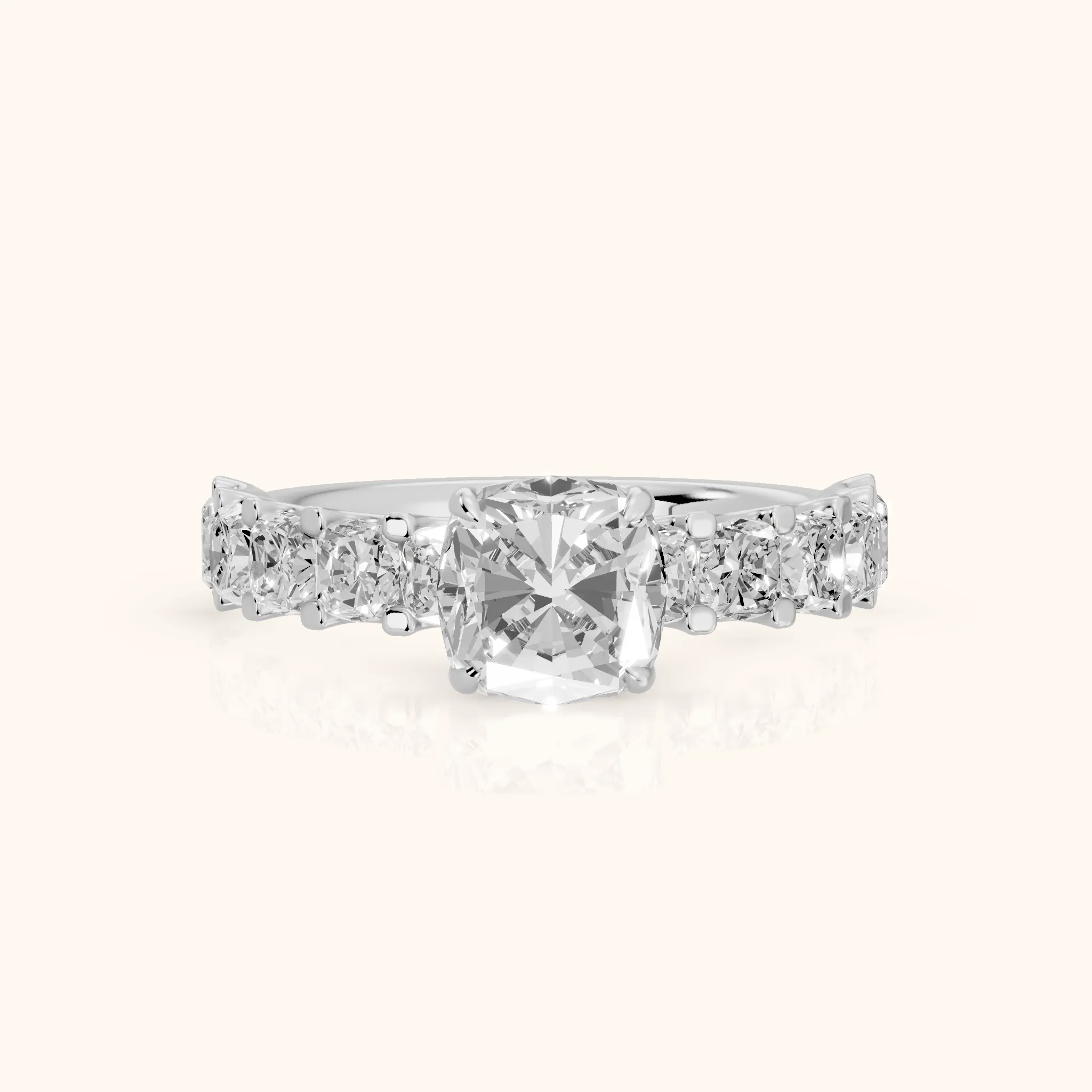 Katarina Statement Pavé Cushion Diamond Engagement Ring in Platinum — view 1