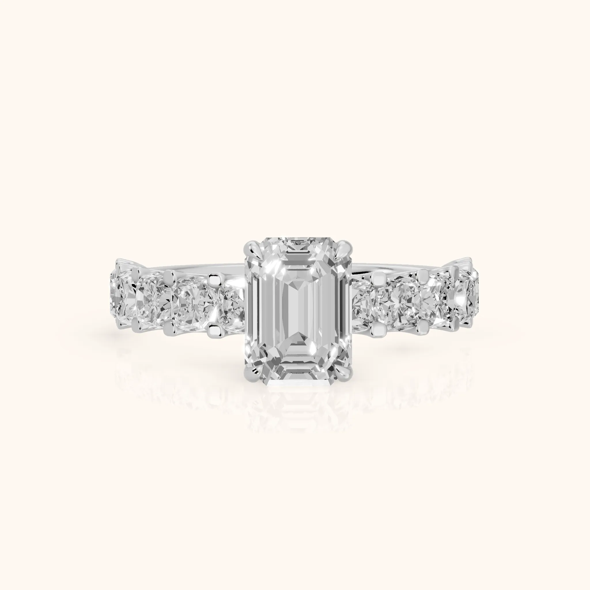 Katarina Statement Pavé Emerald Diamond Engagement Ring in Platinum — view 1