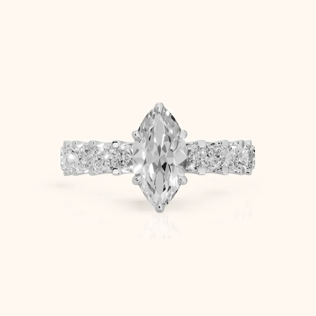 Katarina Statement Pavé Marquise Diamond Engagement Ring in Silver — view 2