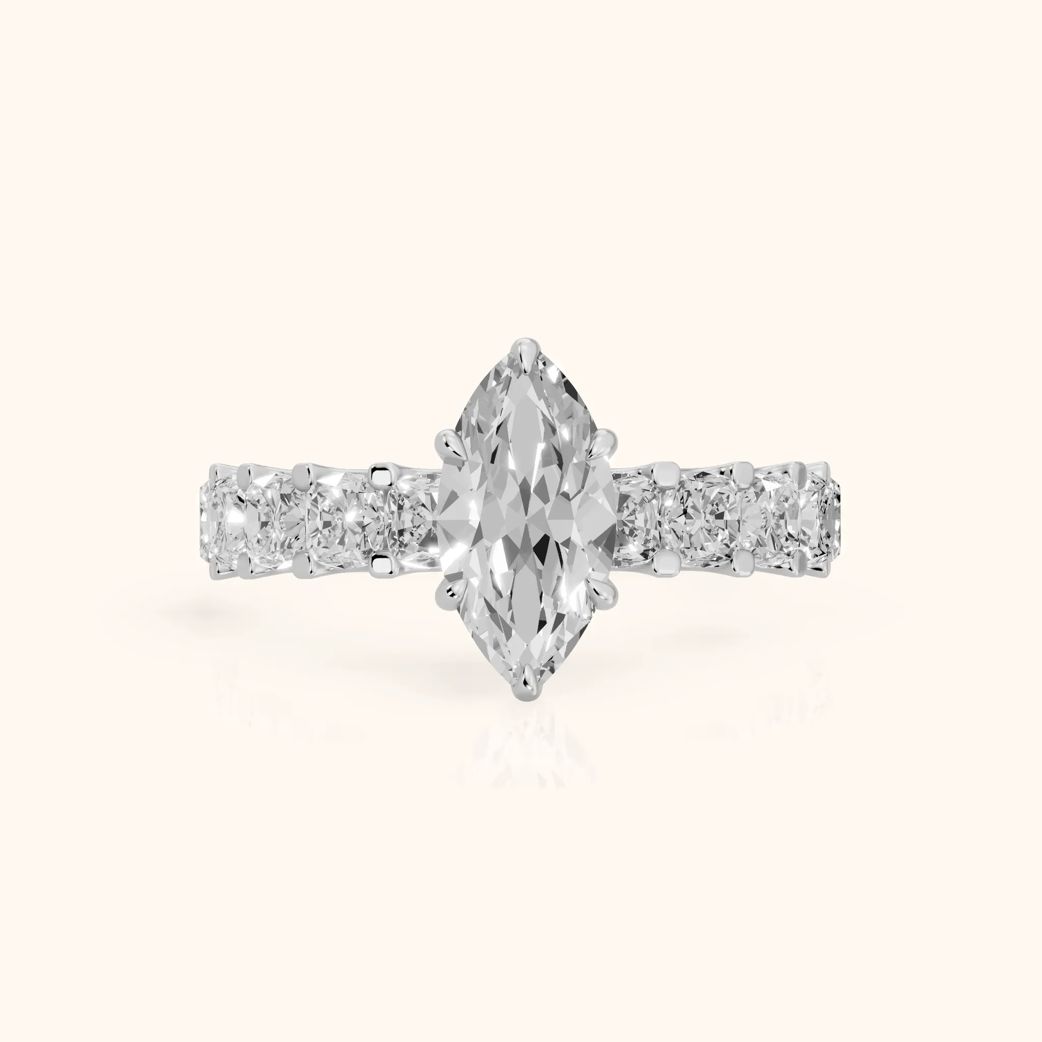 Katarina Statement Pavé Marquise Diamond Engagement Ring in Silver — view 1