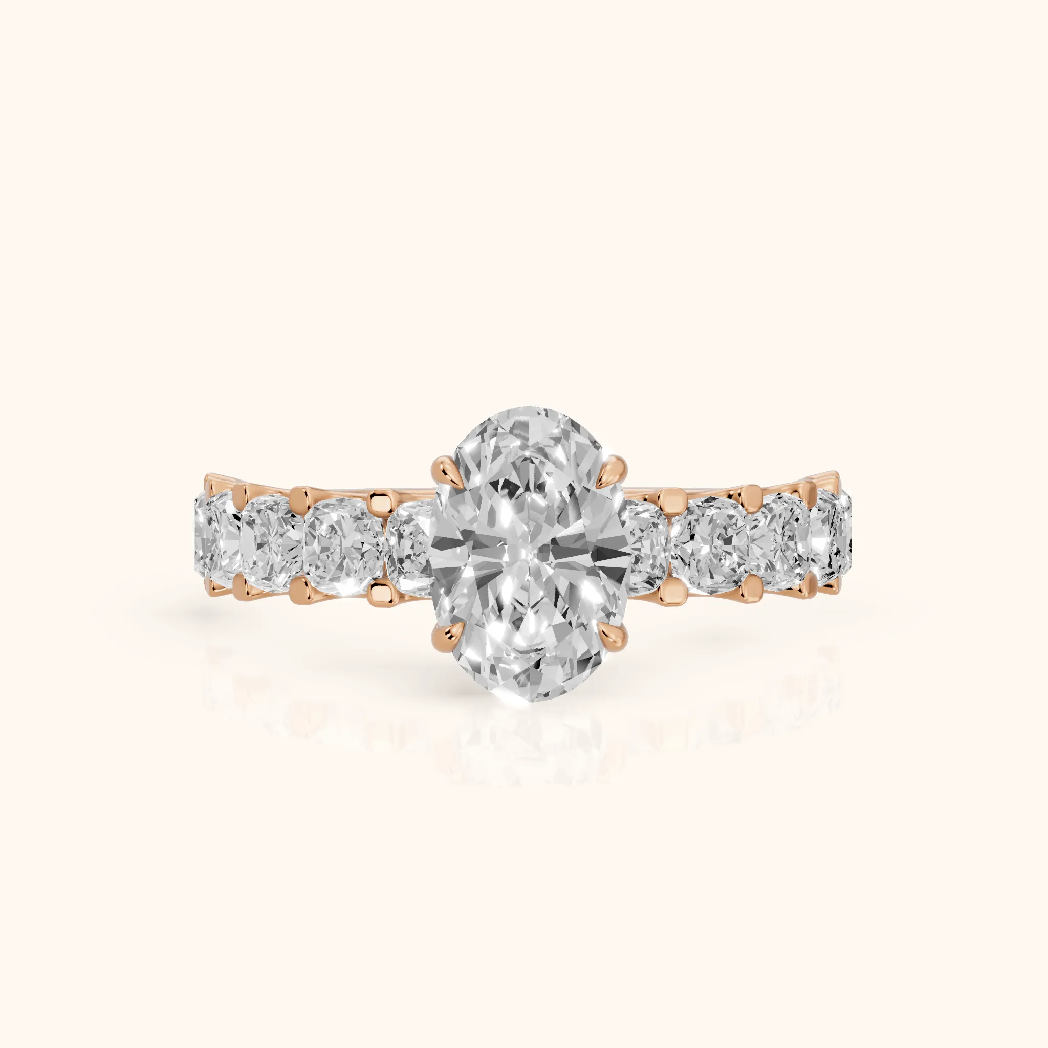 Katarina Statement Pavé Oval Diamond Engagement Ring in Rose Gold — view 1