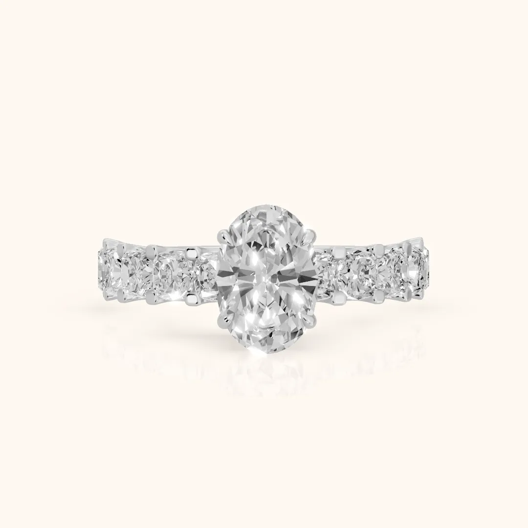 Katarina Statement Pavé Oval Diamond Engagement Ring in Silver — view 2