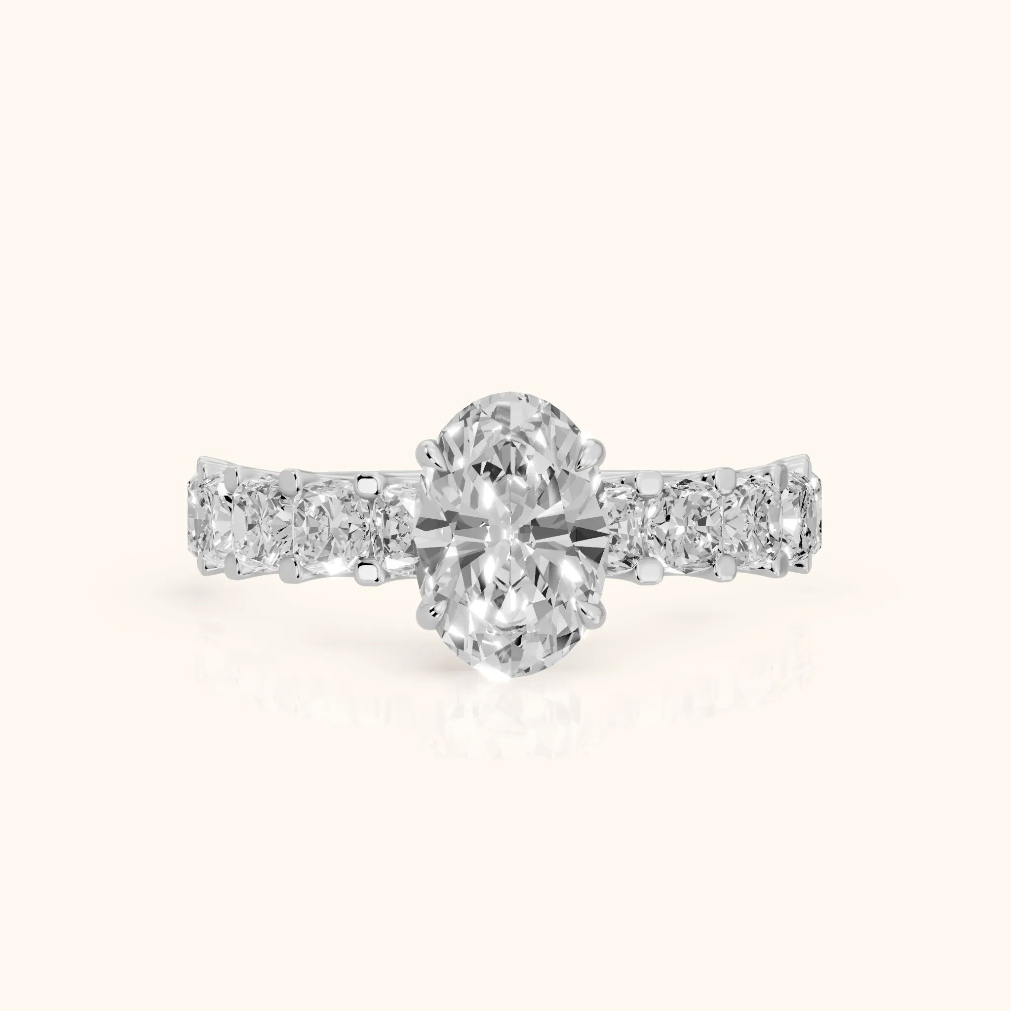 Katarina Statement Pavé Oval Diamond Engagement Ring in Silver — view 1