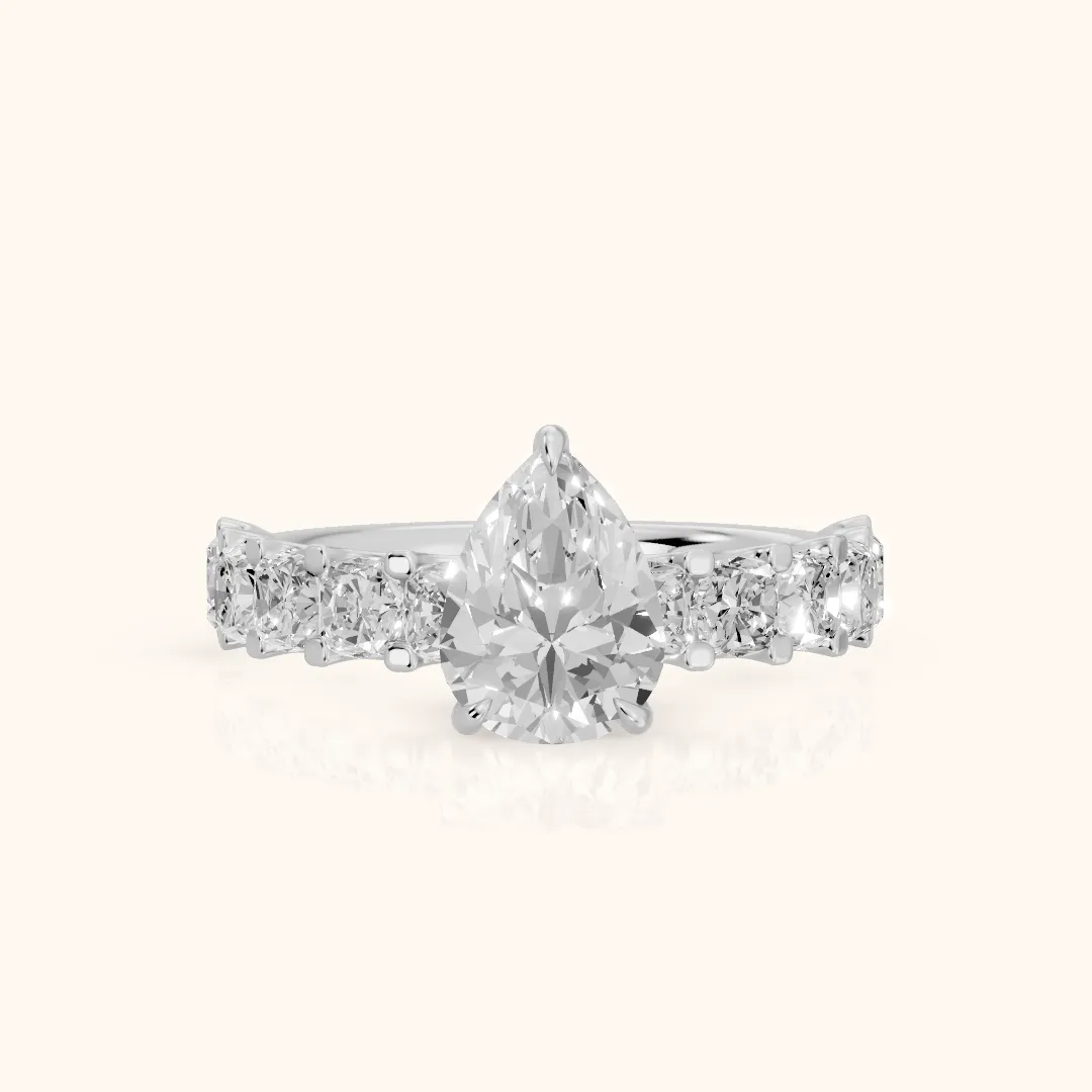 Katarina Statement Pavé Pear Diamond Engagement Ring in Silver — view 2