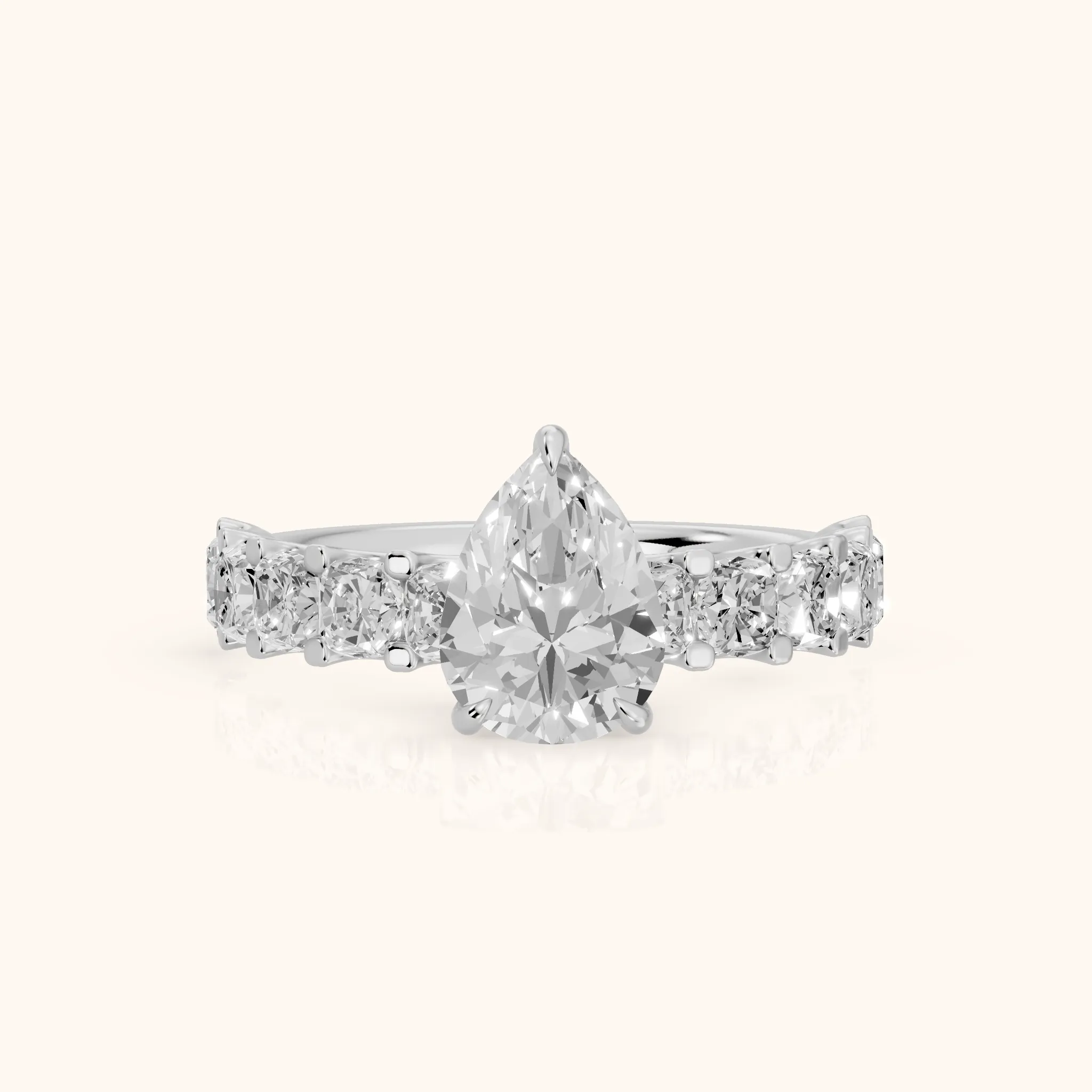 Katarina Statement Pavé Pear Diamond Engagement Ring in Silver — view 1
